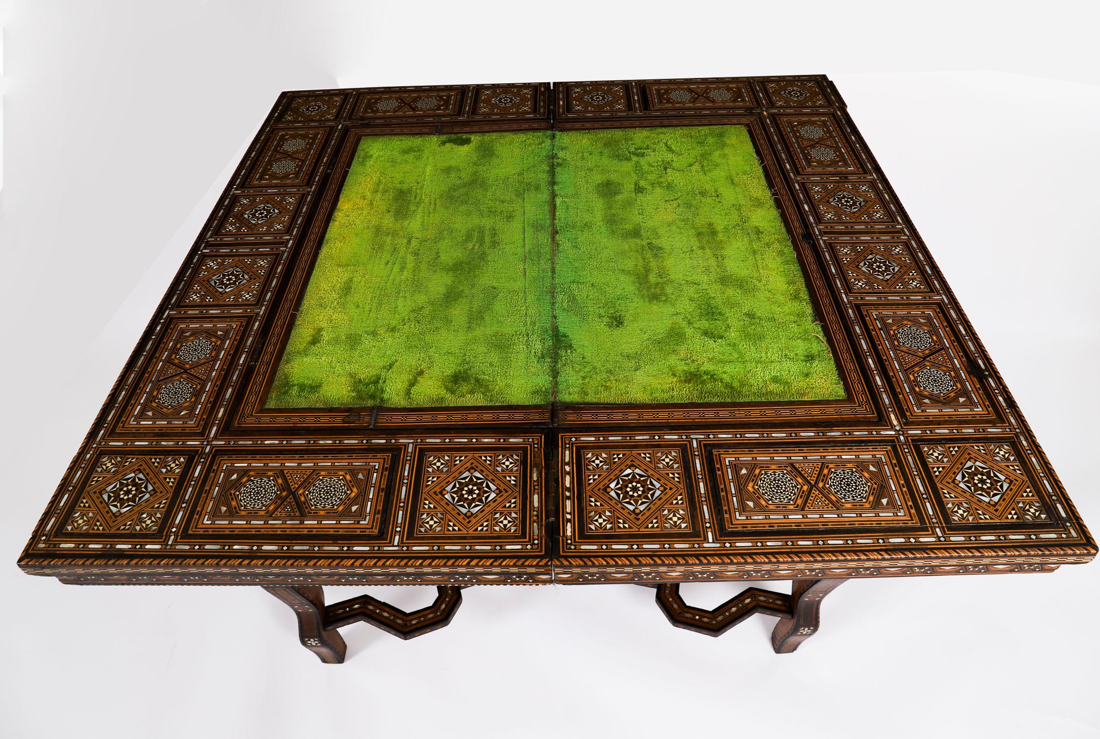 Antique Damascus Syrian Inlaid Card Chess Backgammon Games table 19th Century For Sale 4