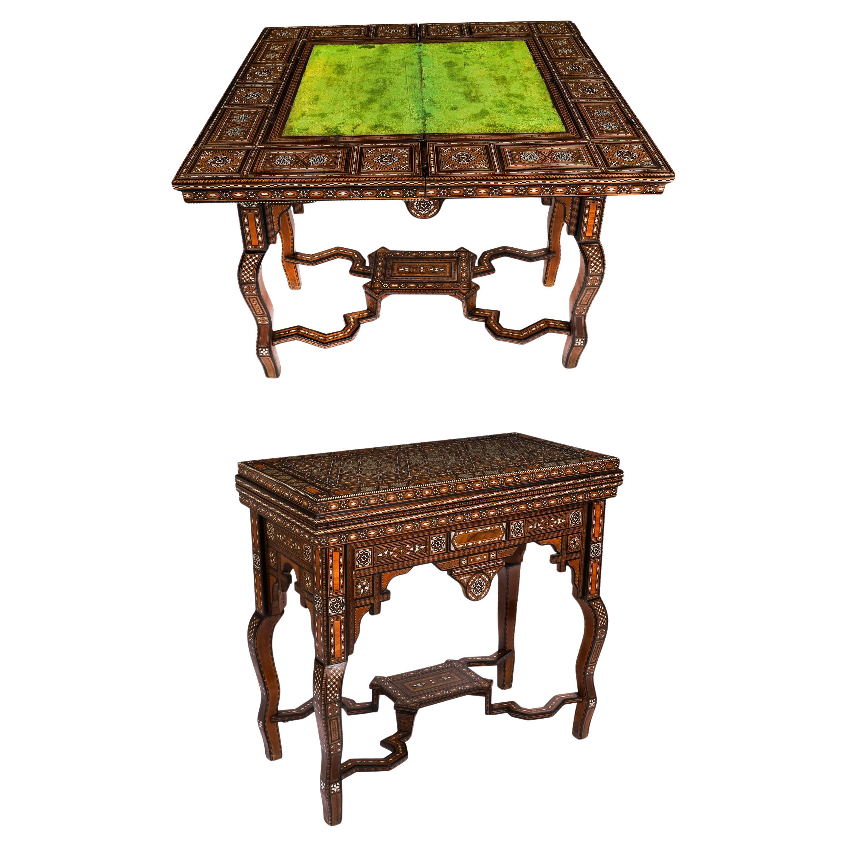 Antique Damascus Syrian Inlaid Card Chess Backgammon Games table 19th Century For Sale