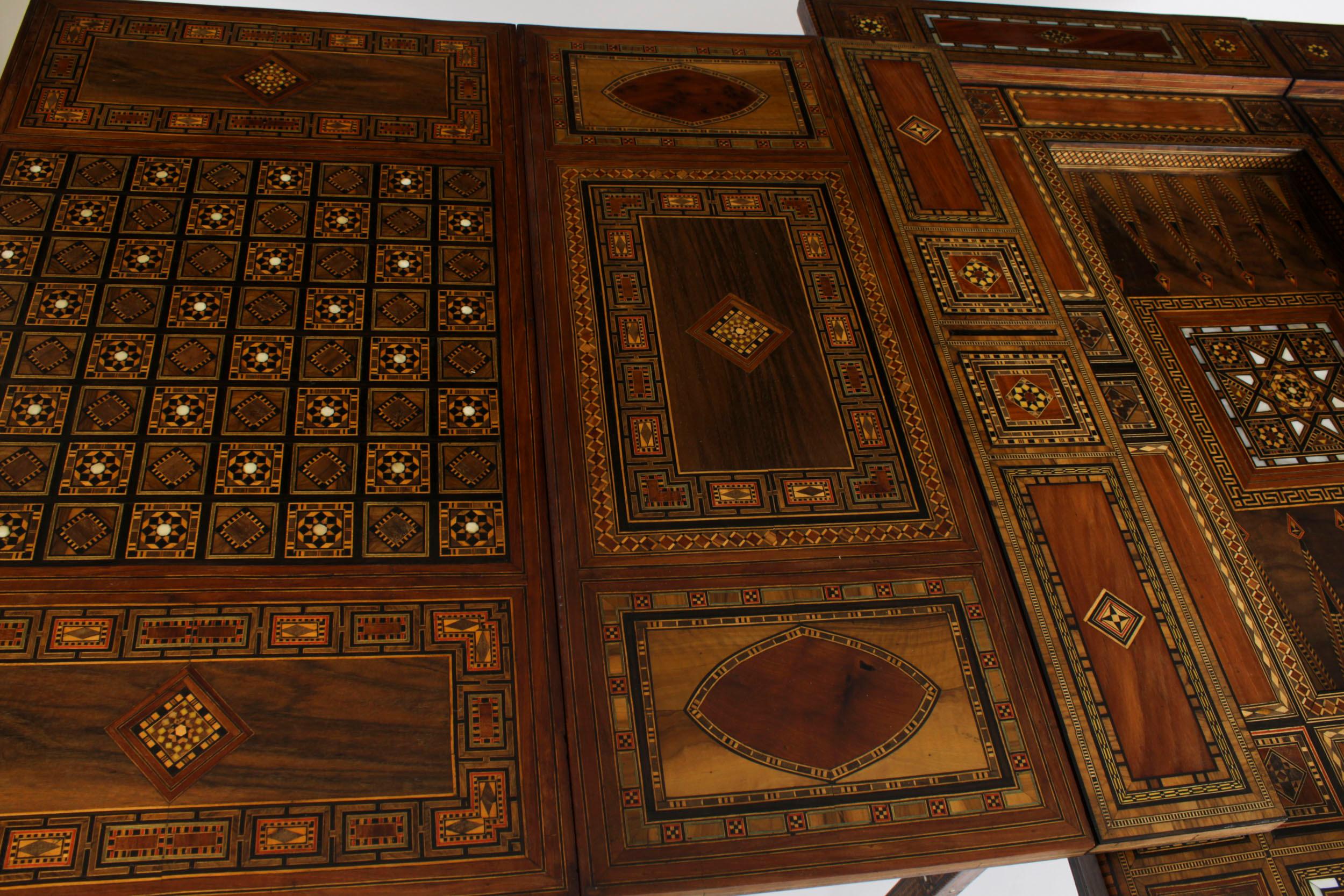 Antique Damascus Syrian Inlaid Card, Chess, Backgammon, Games table C1900 For Sale 5