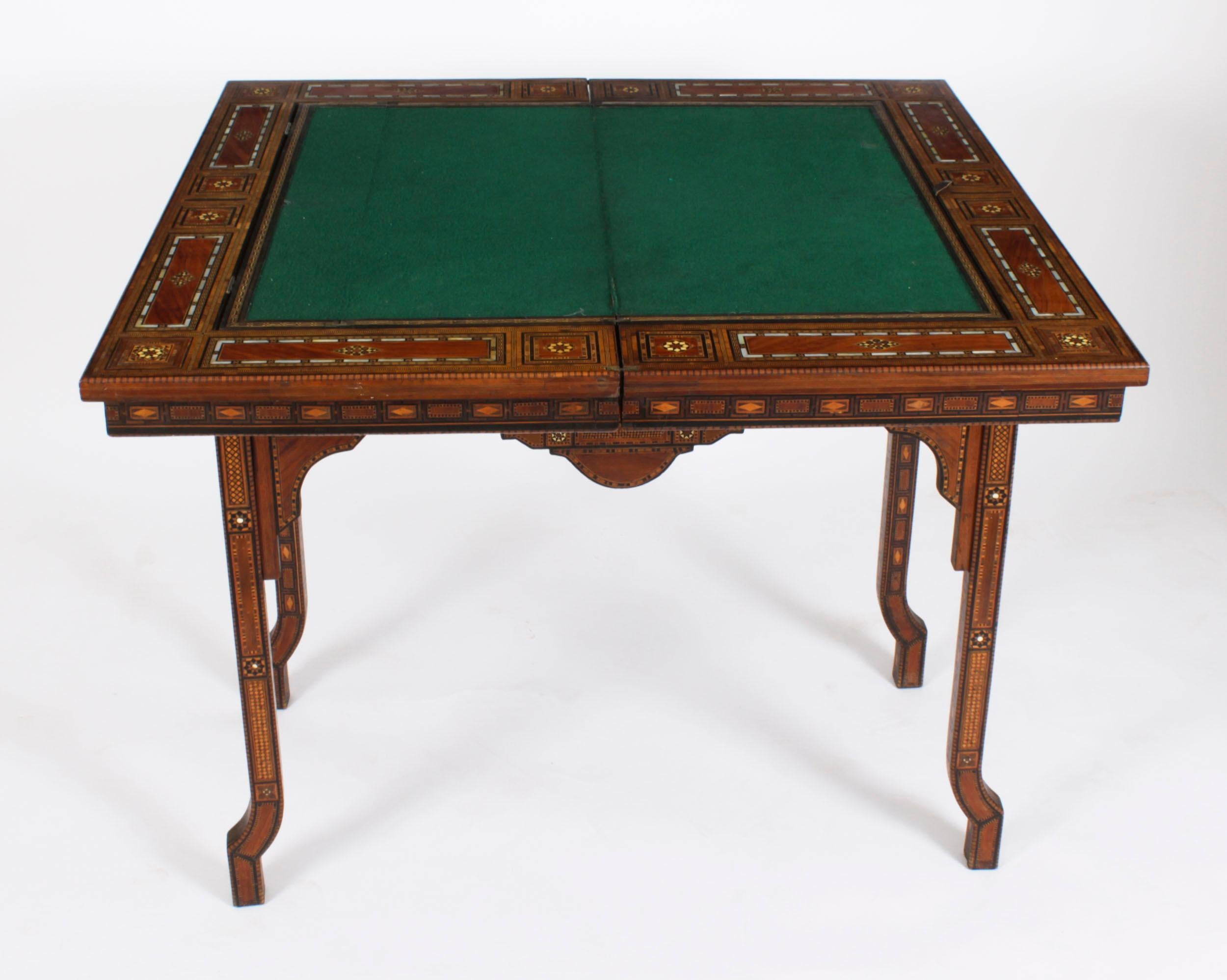 Antique Damascus Syrian Inlaid Card, Chess, Backgammon, Games table C1900 For Sale 6