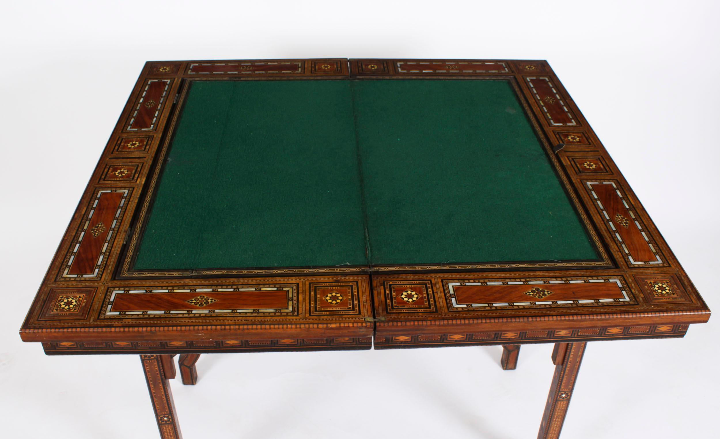 Antique Damascus Syrian Inlaid Card, Chess, Backgammon, Games table C1900 For Sale 8