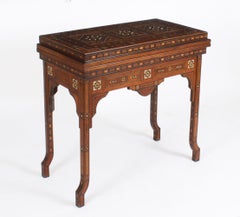 Antique Damascus Syrian Inlaid Card, Chess, Backgammon, Games table C1900