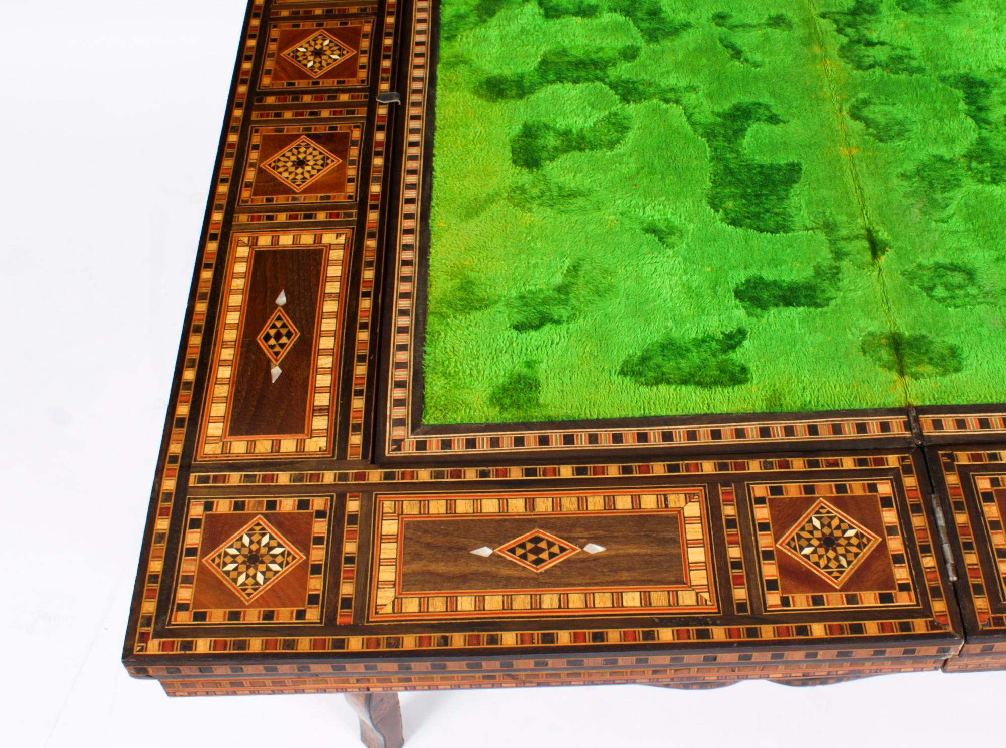 Antique Damascus Syrian Inlaid Card, Chess, Backgammon, Games table Early 20th C 5