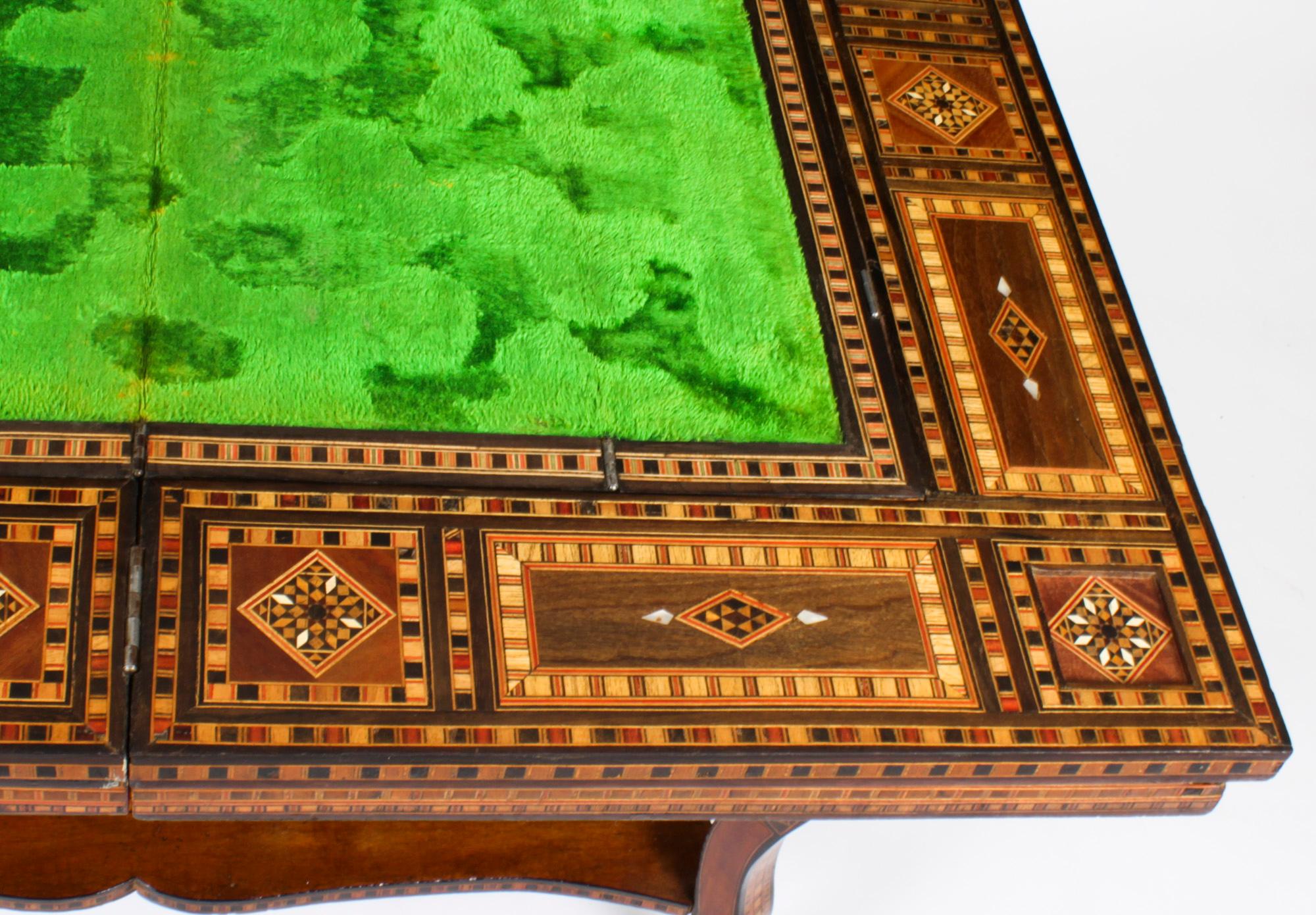 Antique Damascus Syrian Inlaid Card, Chess, Backgammon, Games table Early 20th C 7