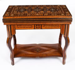 Antique Damascus Syrian Inlaid Card, Chess, Backgammon, Games table Early 20th C