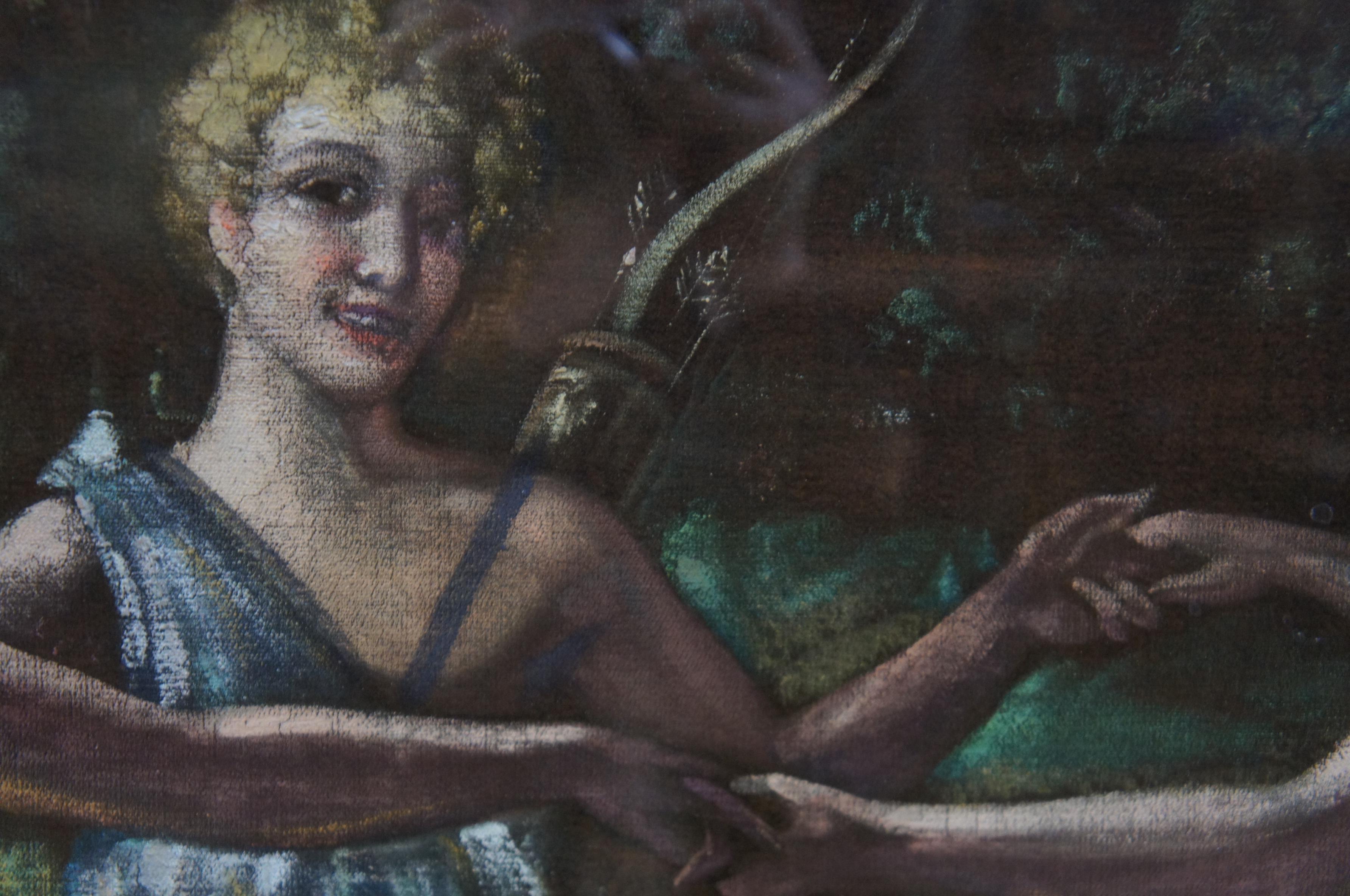 Antique Dance of Apollo w Muses Original Oil Painting After Baldassare Peruzzi For Sale 1