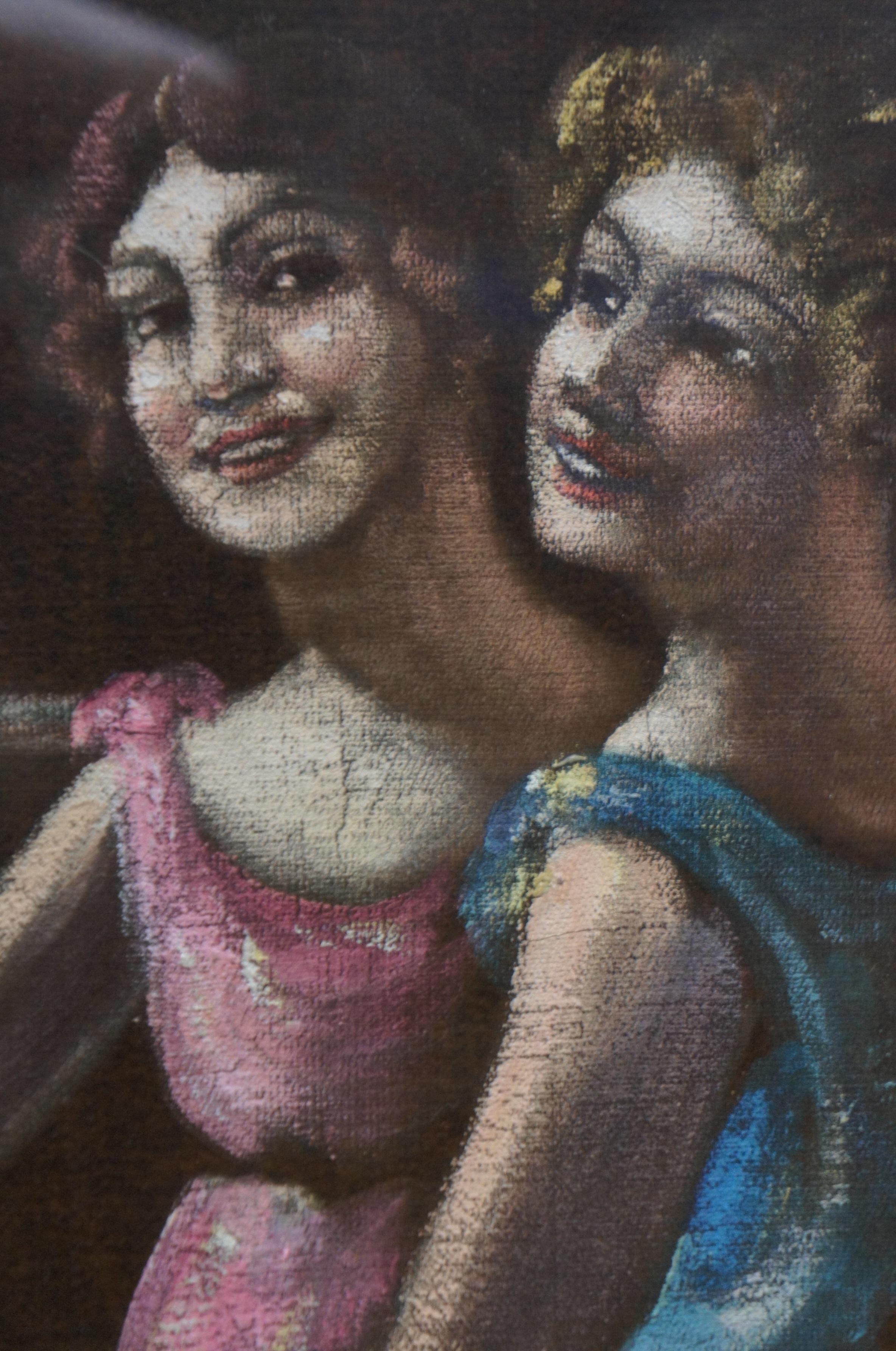 Antique Dance of Apollo w Muses Original Oil Painting After Baldassare Peruzzi For Sale 2