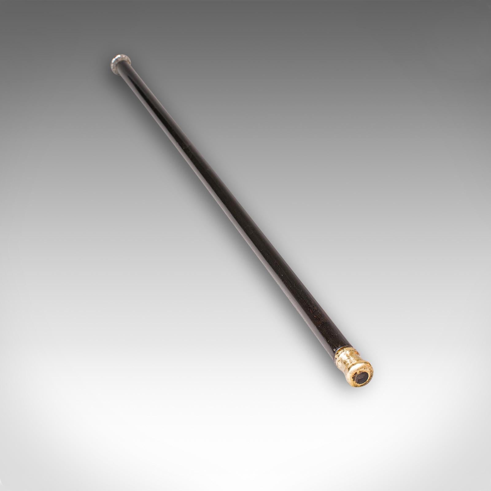 Britannique Ancienne canne de dandy, anglaise, bâton, ébénisterie, victorienne, 1889 Hallmark en vente