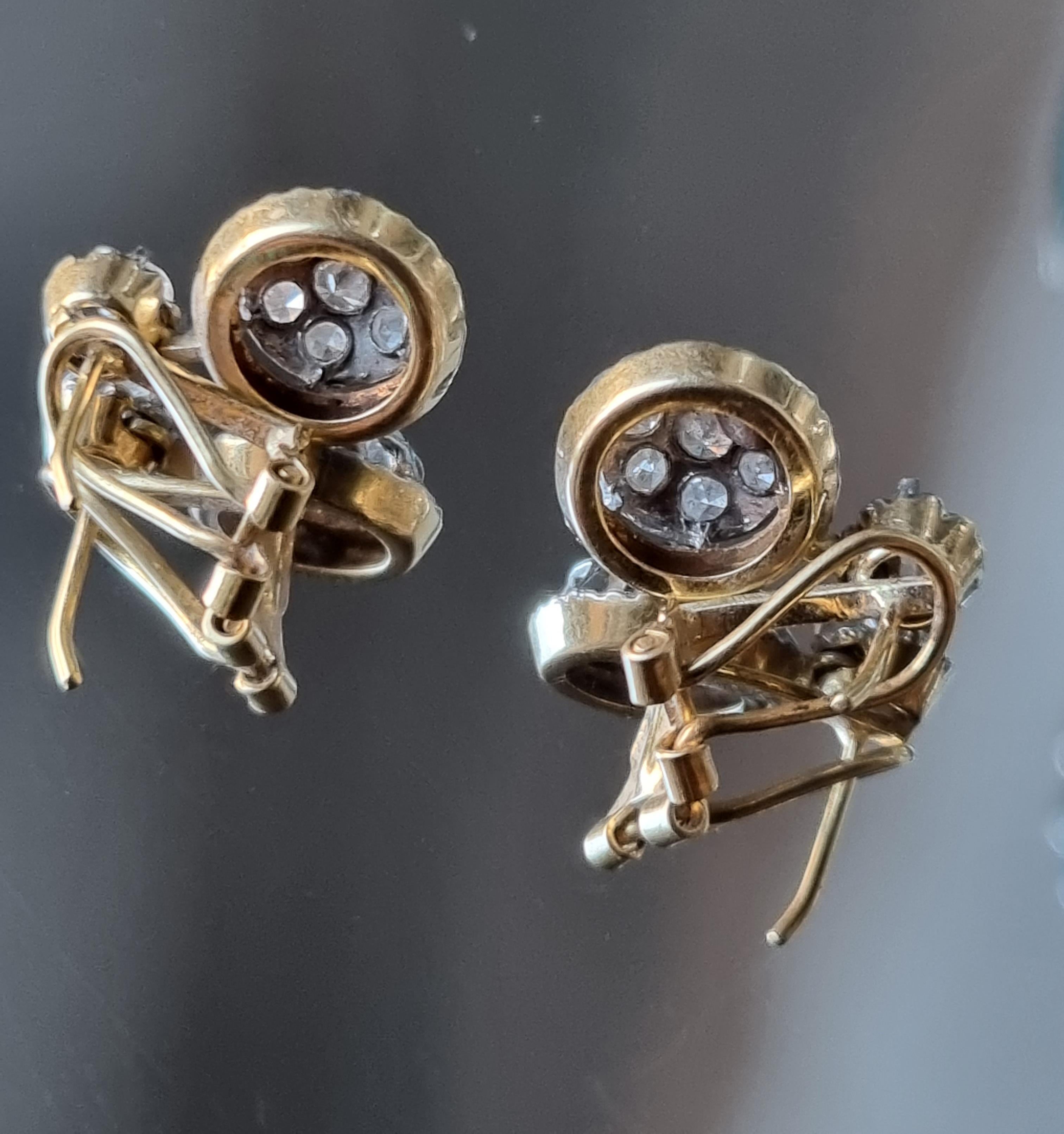 Boucles d'oreilles anciennes en forme de grappe de diamants, circa 1901-1915 Pour femmes en vente