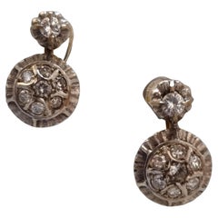 Antique Dangle Cluster Diamond Earrings, Circa 1901-1915