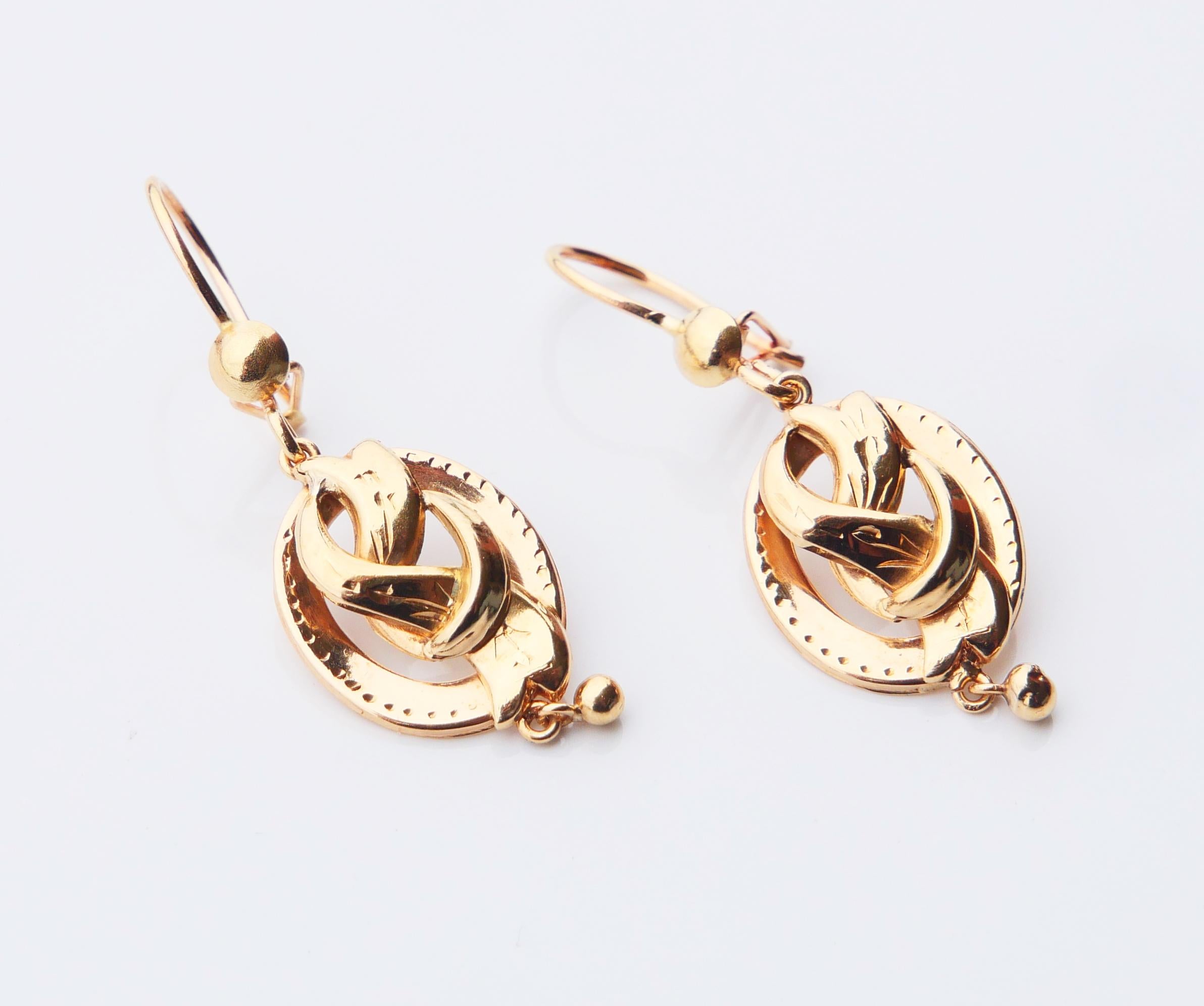 Etruscan Revival Antique Dangle Earrings solid 18K Gold / 3.4gr For Sale