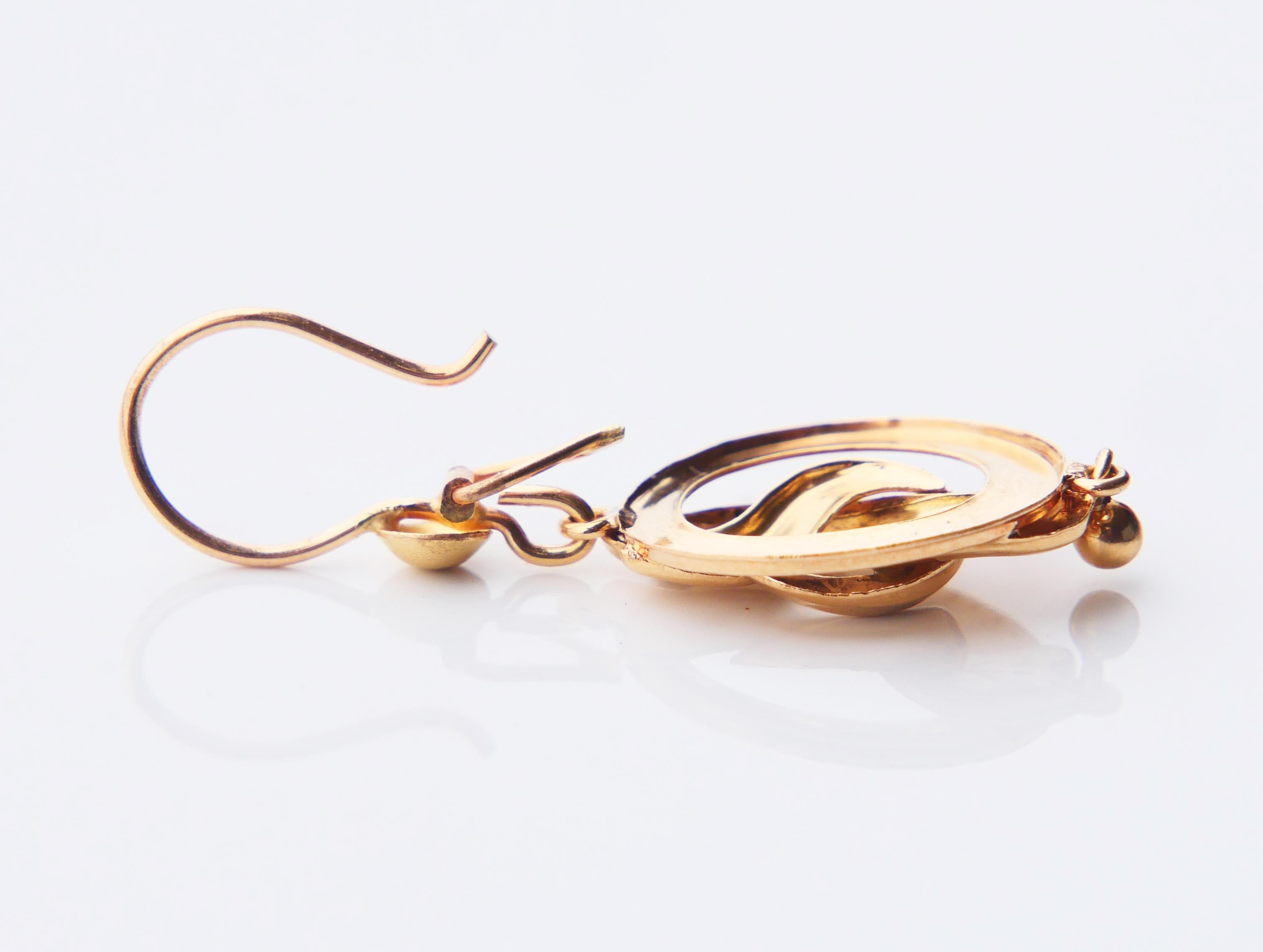 Antique Dangle Earrings solid 18K Gold / 3.4gr For Sale 1