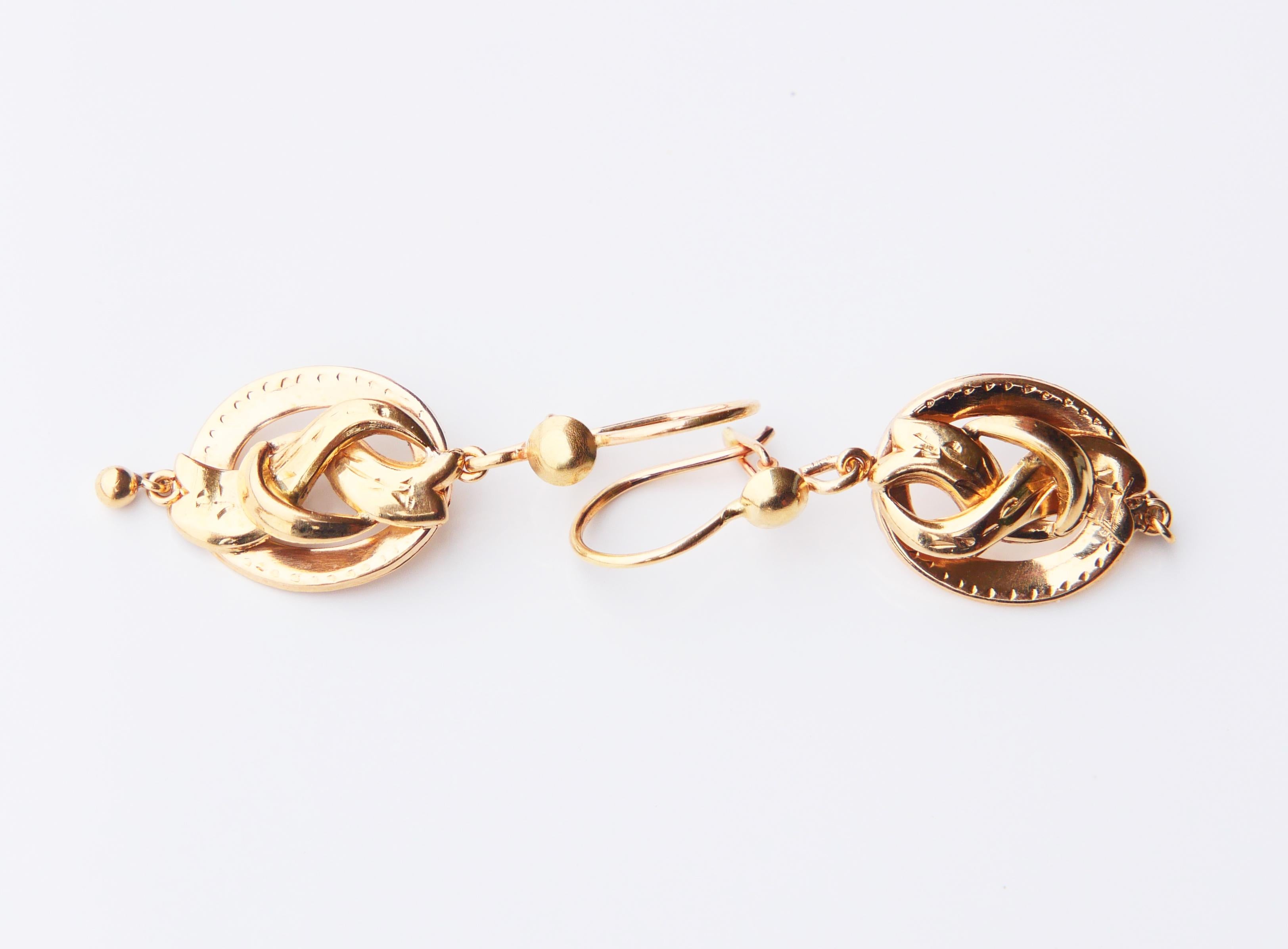 Antique Dangle Earrings solid 18K Gold / 3.4gr For Sale 2