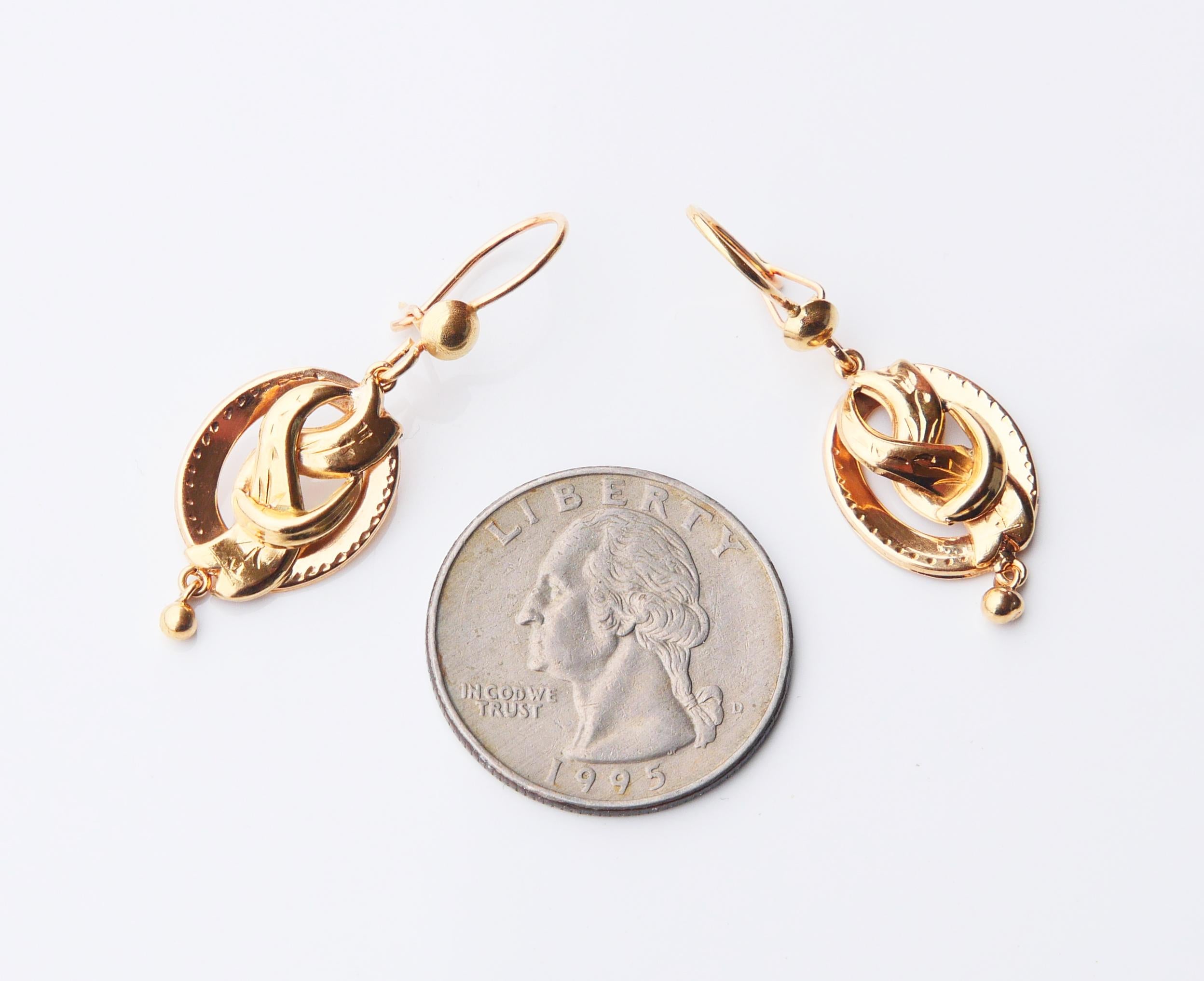 Antique Dangle Earrings solid 18K Gold / 3.4gr For Sale 4