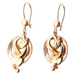 Boucles d'oreilles pendantes anciennes en or massif 18 carats 3,4 g