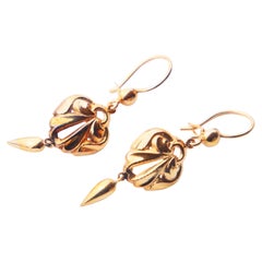 Antique dangle Earrings solid 18K Orange Gold / 2.3gr Antique dangle Earrings solid 18K Orange Gold / 2.3gr