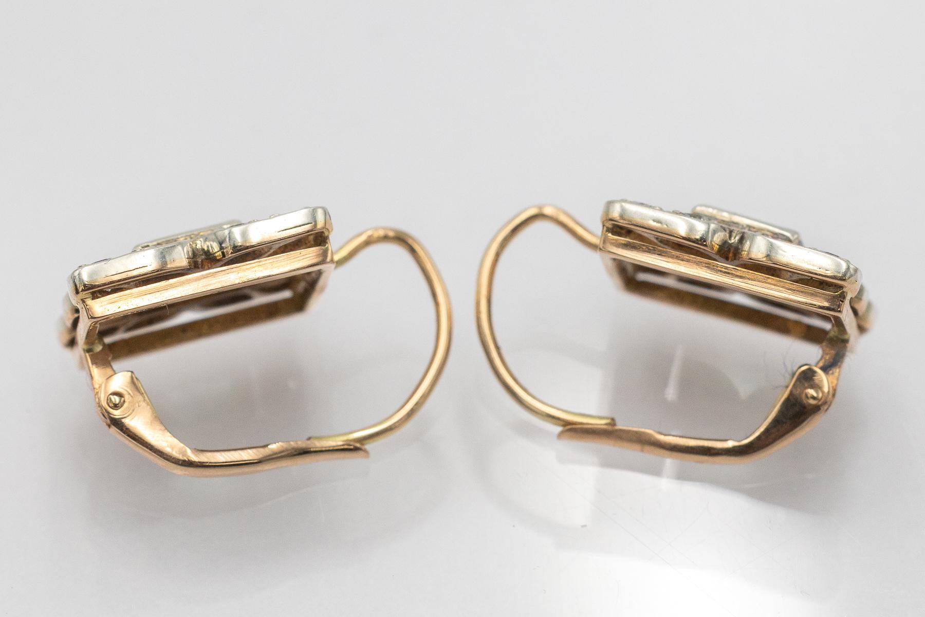 Antike baumelnde Ohrringe mit Smaragden und Diamanten, Österreich-Ungarn, 1940er Jahre im Angebot 1