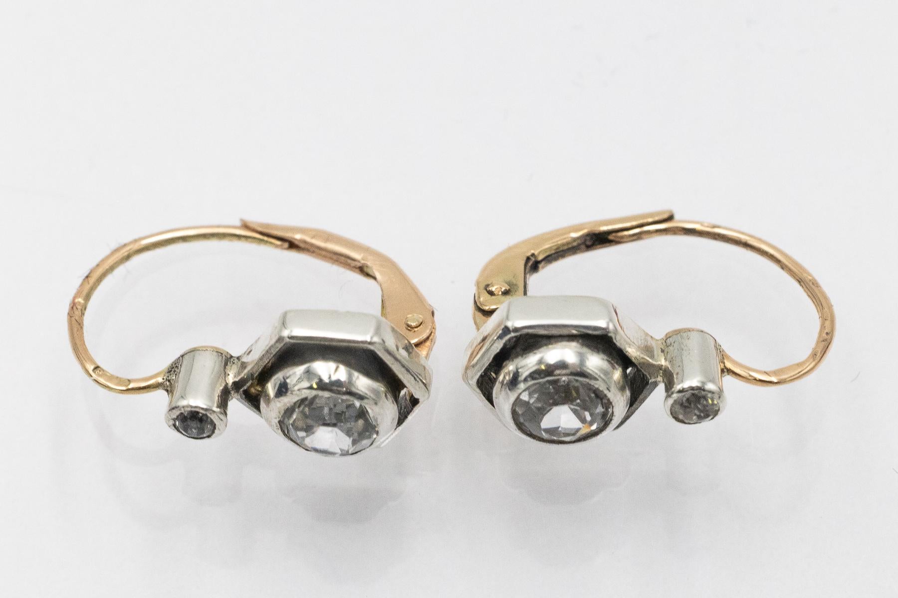 Brilliant Cut Antique dangling earrings with white sapphires, Austria-Hungary, circa 1900. For Sale