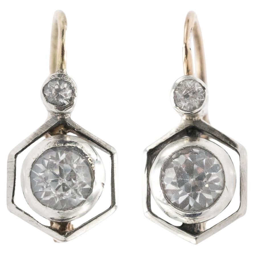 Antique dangling earrings with white sapphires, Austria-Hungary, circa 1900. For Sale