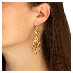 Antique Dangling Victorian earrings - Floral 19th century - European heirlooms