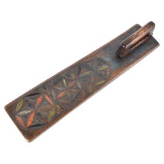 Antique Danish 1841 Mangle Board Wedding Love Gift Colorful Hand-Carved Wood