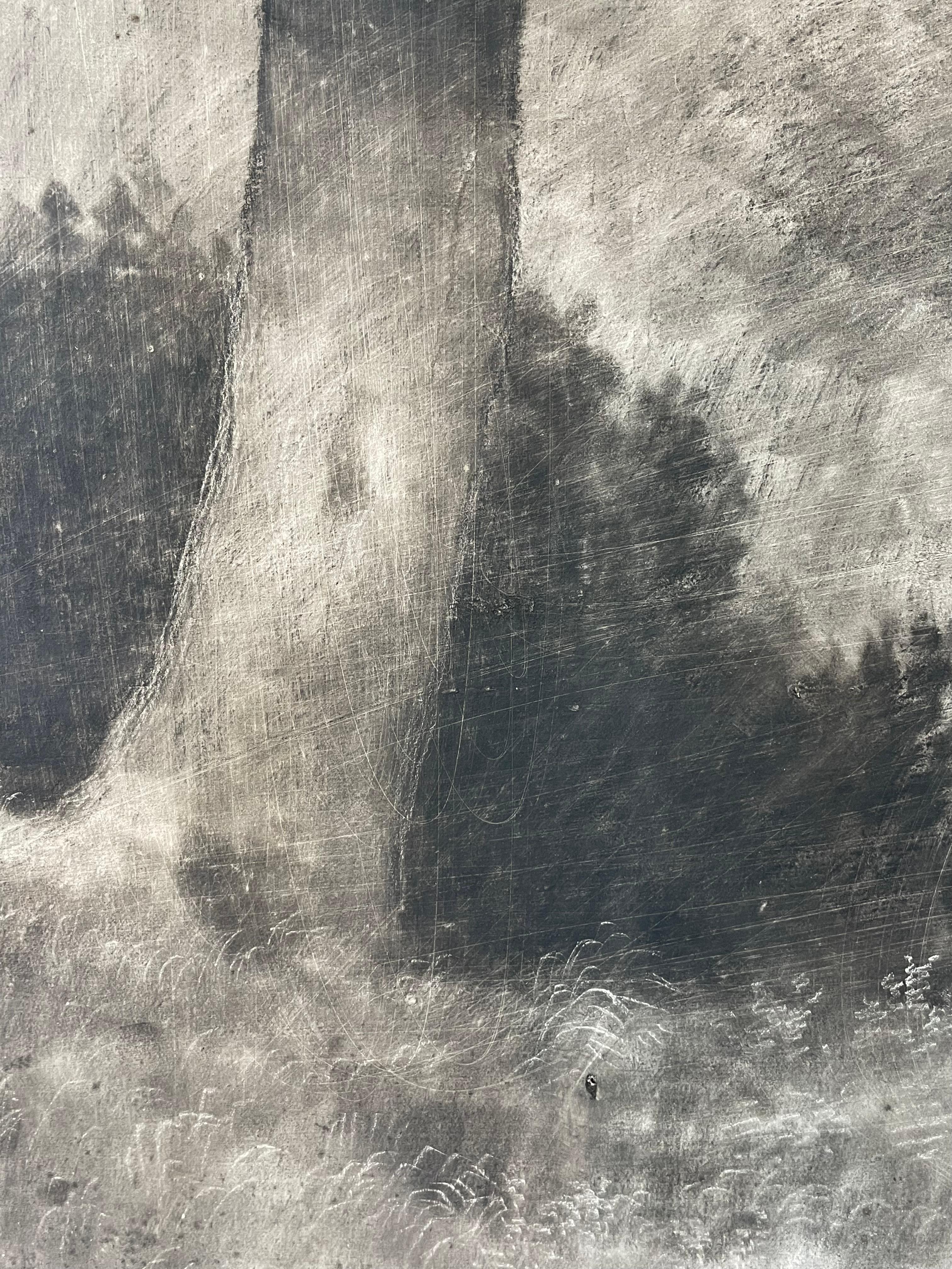 Danois Ancien dessin danois de paysage au charbon des années 1920 par H P Carlsen (1855-1950) en vente