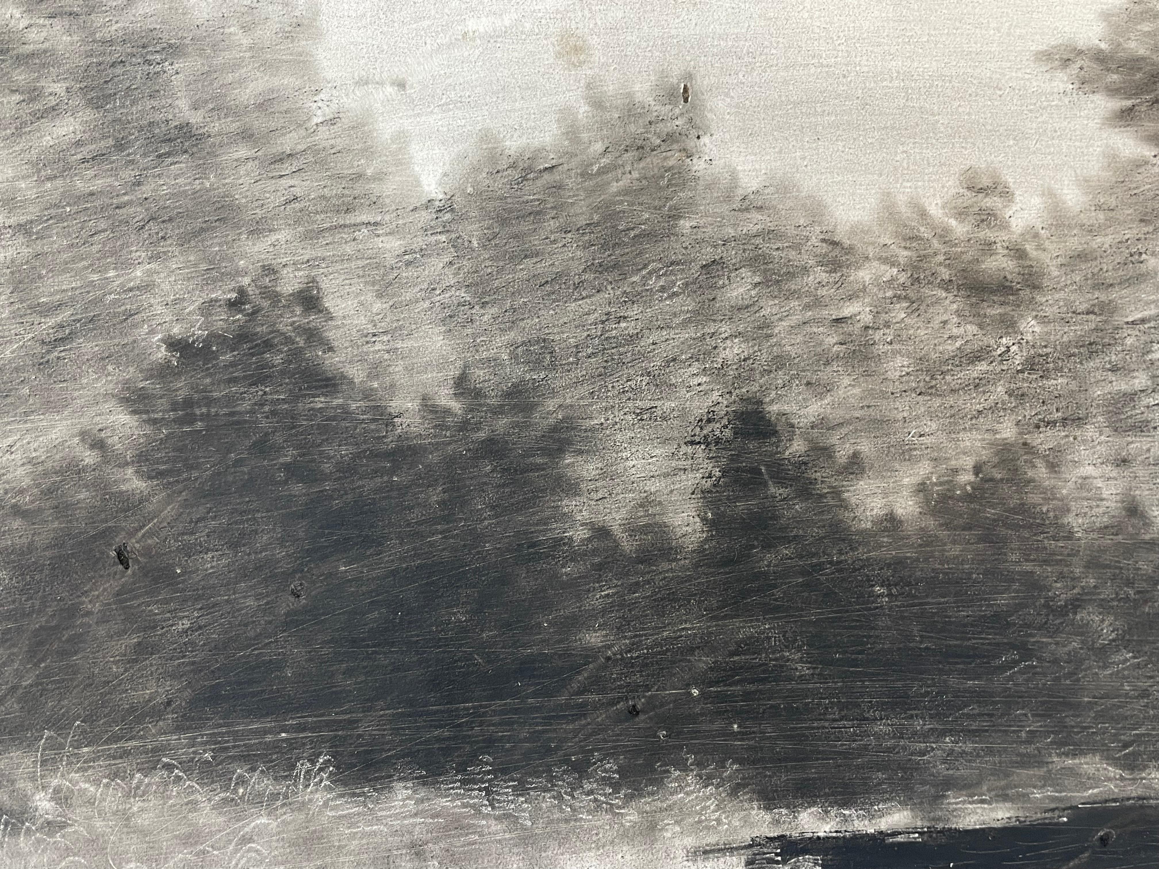 20ième siècle Ancien dessin danois de paysage au charbon des années 1920 par H P Carlsen (1855-1950) en vente