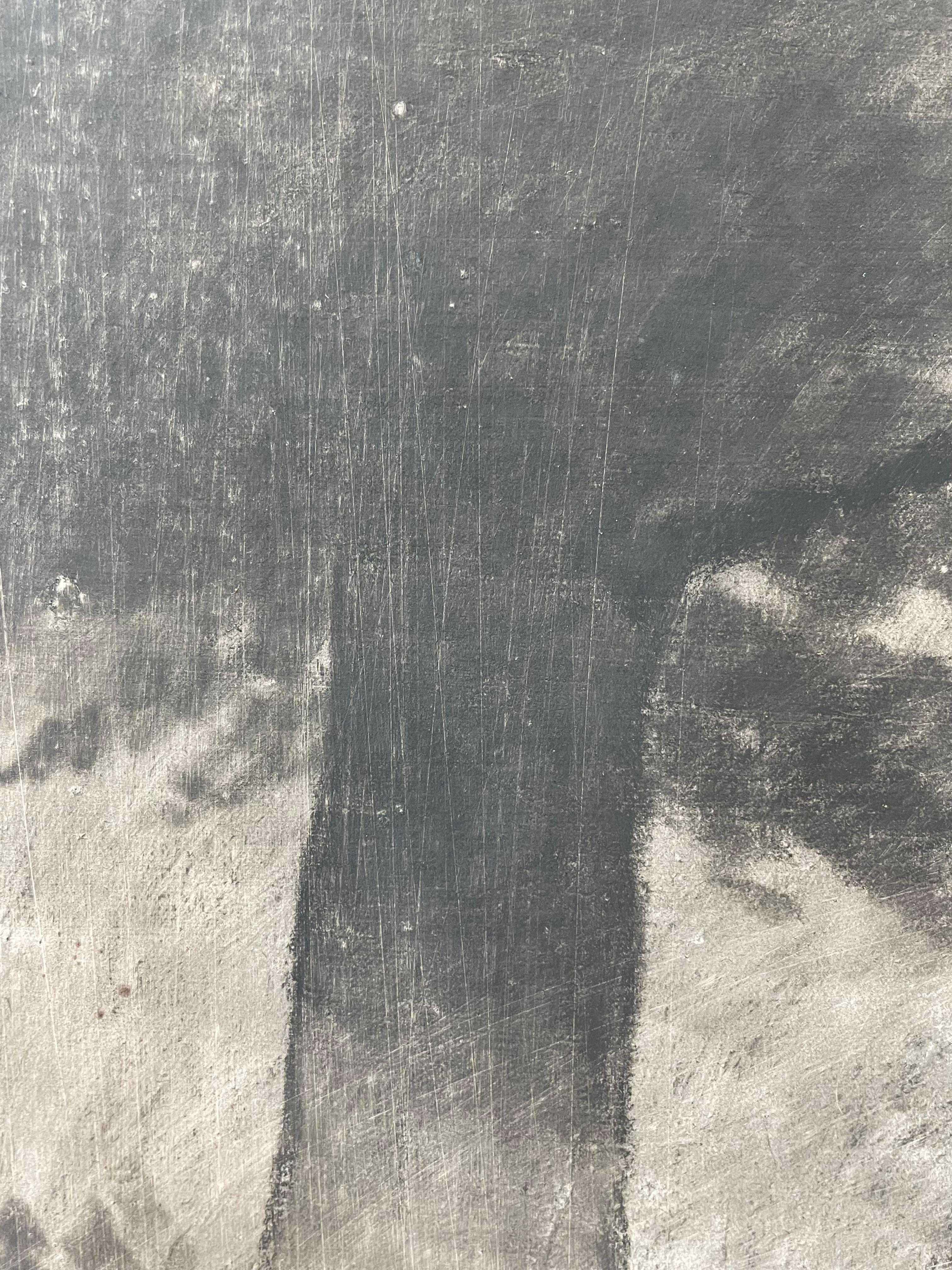 Papier Ancien dessin danois de paysage au charbon des années 1920 par H P Carlsen (1855-1950) en vente