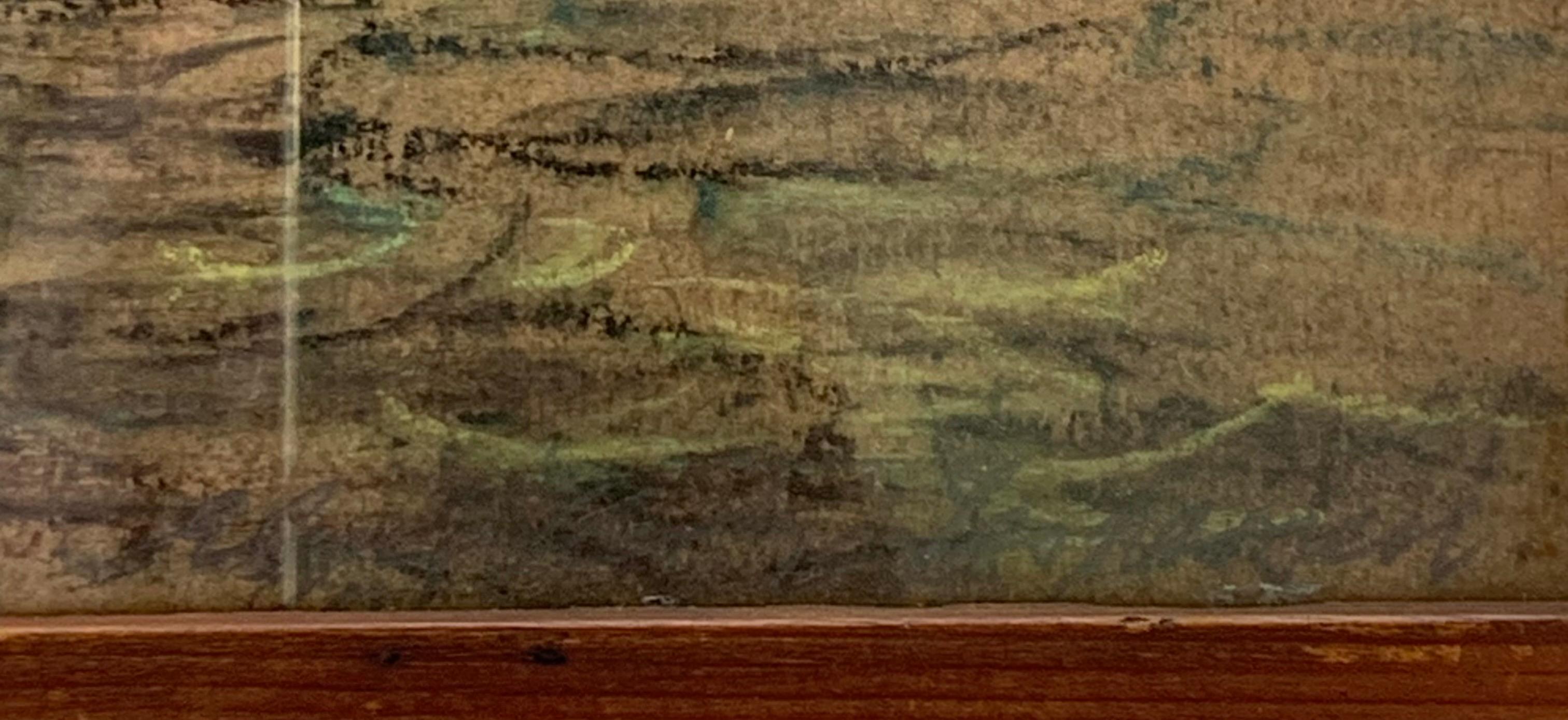 Antico disegno danese del 1938 a pastello a olio di un paesaggio e di un faro a Samsoe in vendita 2