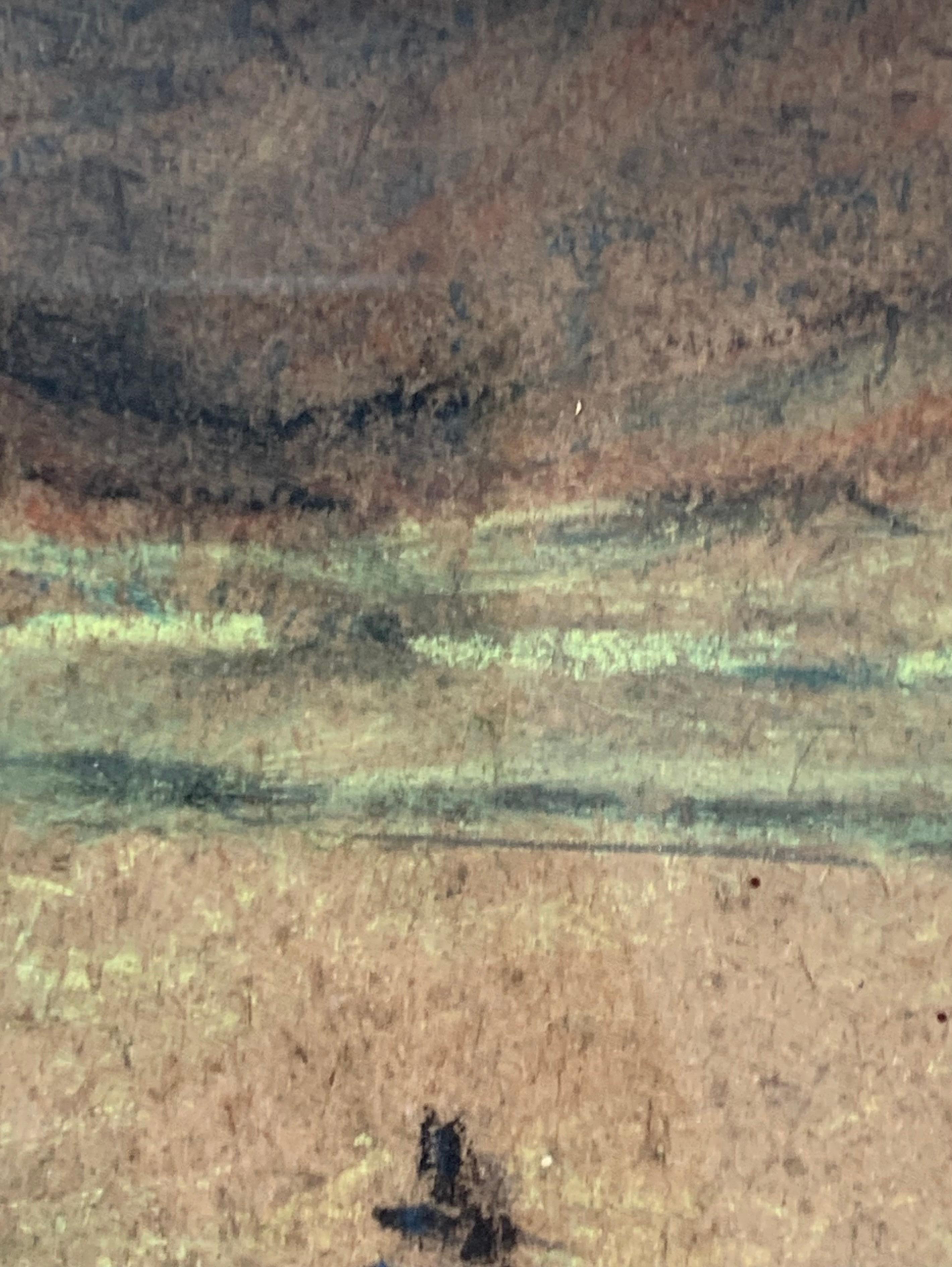 Antico disegno danese del 1938 a pastello a olio di un paesaggio e di un faro a Samsoe In condizioni buone in vendita a Ebberup, DK