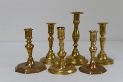 Antique Danish Baroque Brass Candlesticks. Set of 6.