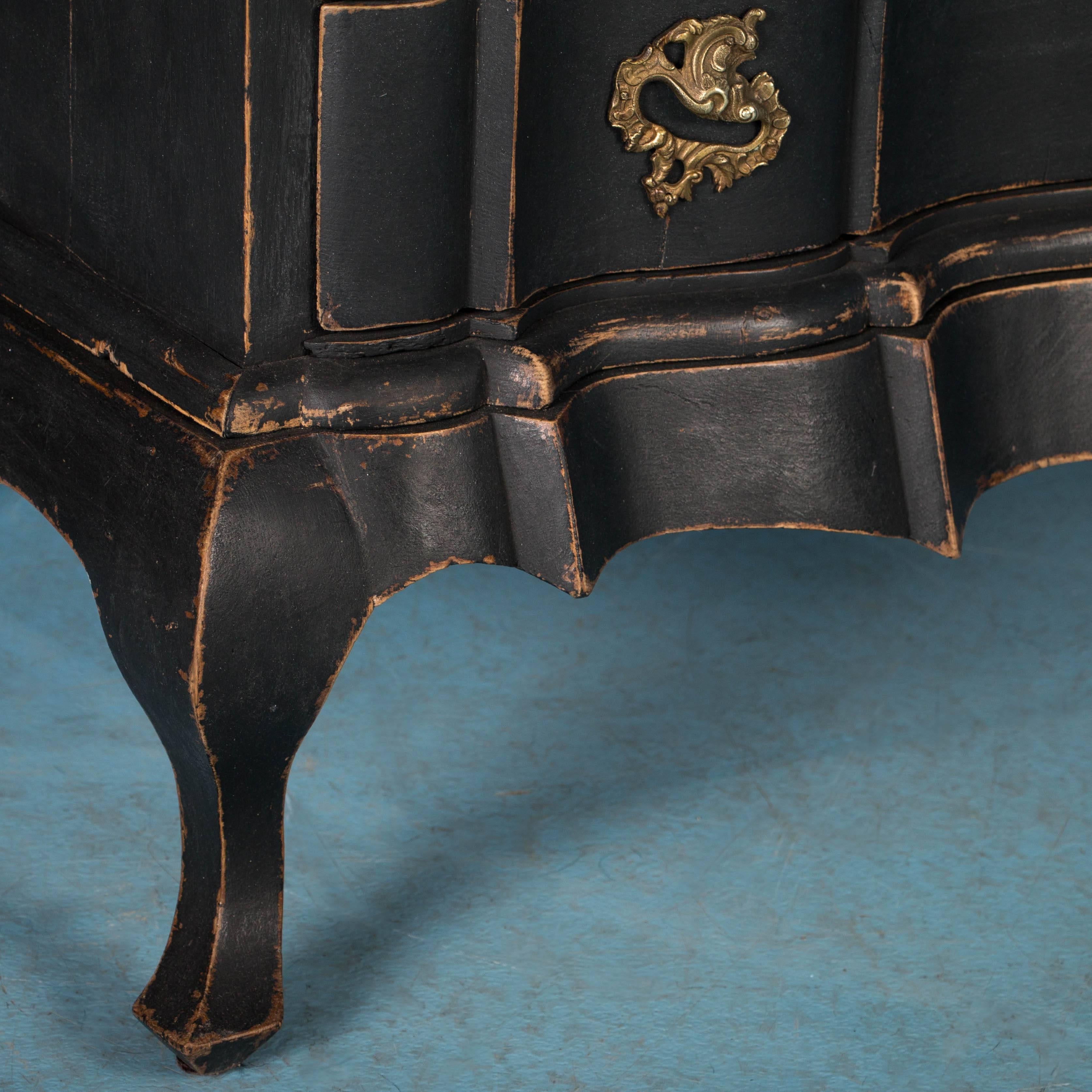 Antique Danish Baroque Chest of Drawers Painted Black 2