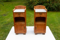 Antique Danish Bedside Tables in Oak, 1920s, Set of 2