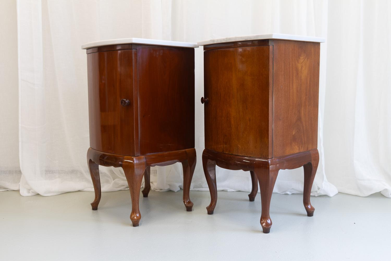 Antique Danish Bedside Tables with Marble Tops, 1900s. Set of 2. 5