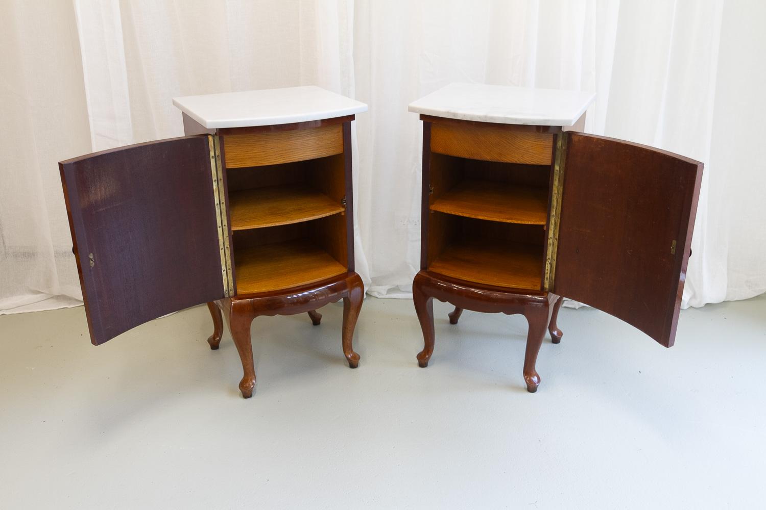 Antique Danish Bedside Tables with Marble Tops, 1900s. Set of 2. 6