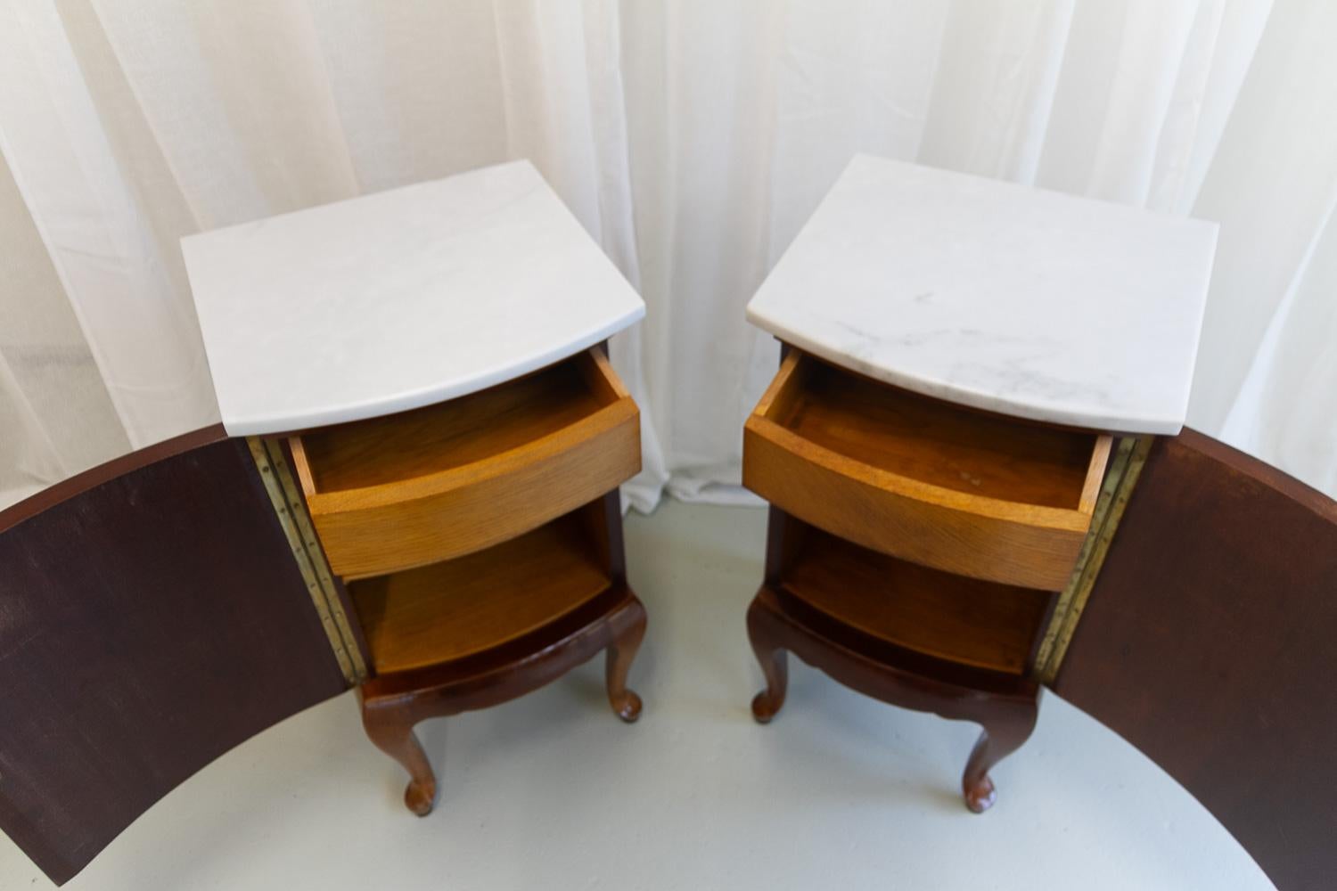 Antique Danish Bedside Tables with Marble Tops, 1900s. Set of 2. 7