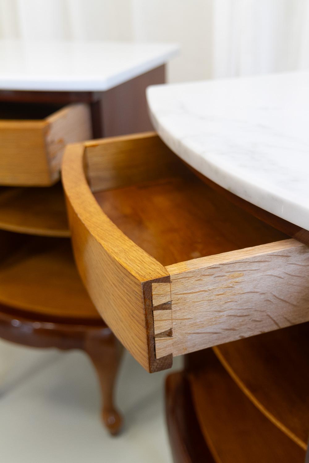 Antique Danish Bedside Tables with Marble Tops, 1900s. Set of 2. 8