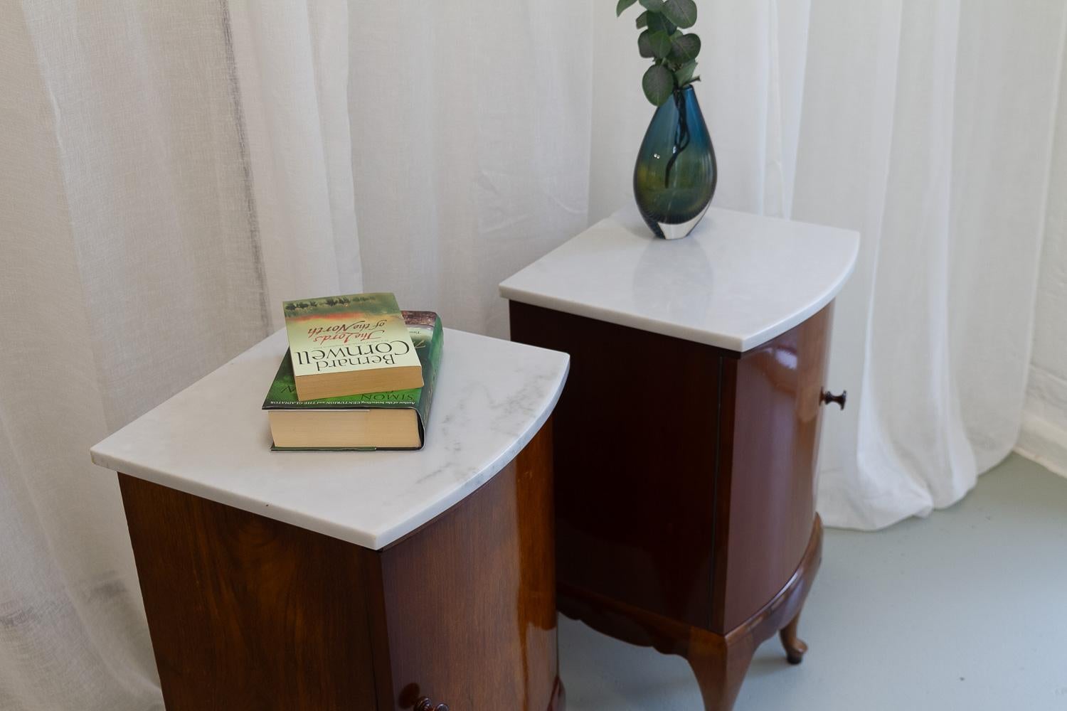 Antique Danish Bedside Tables with Marble Tops, 1900s. Set of 2. 14
