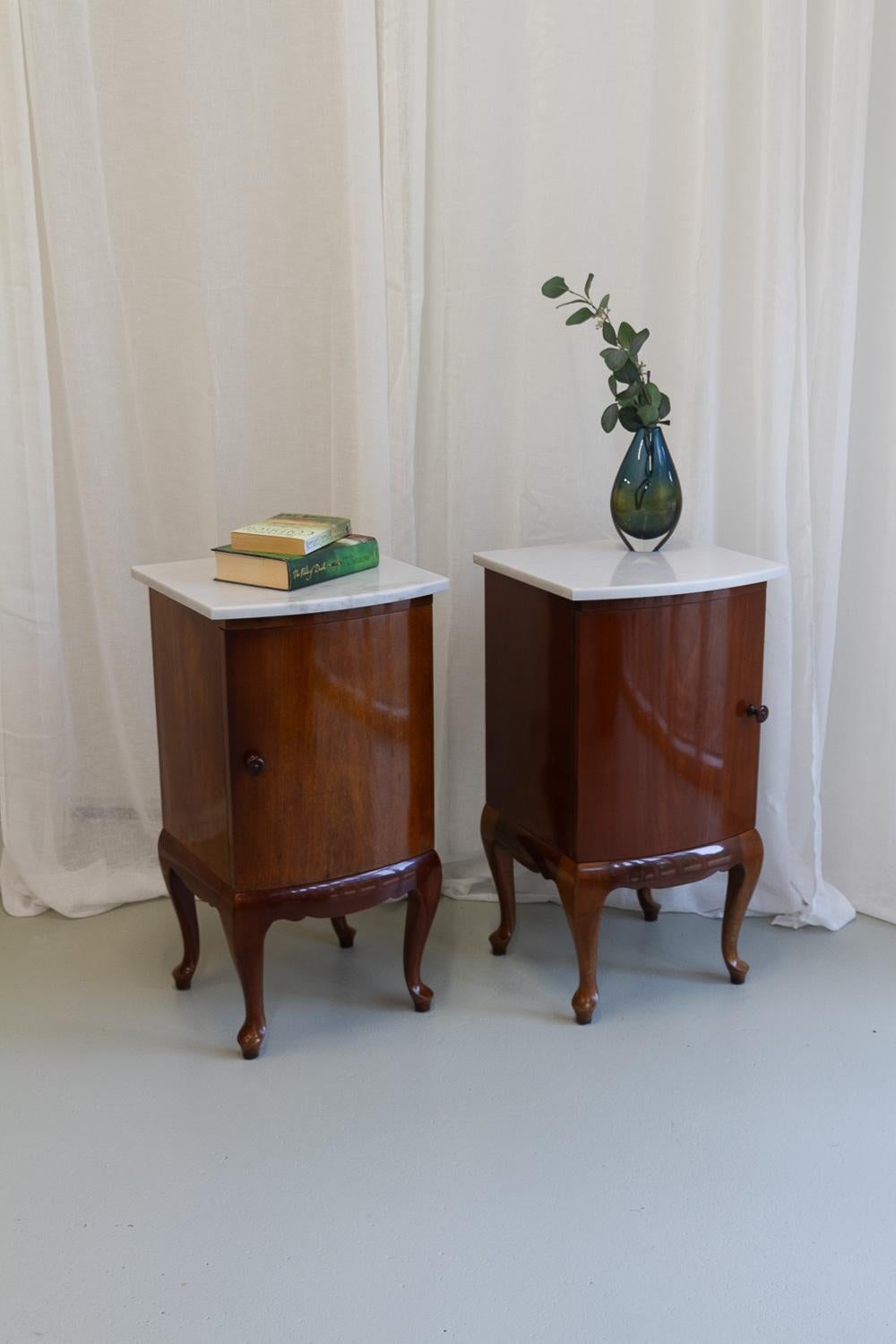 Antique Danish Bedside Tables with Marble Tops, 1900s. Set of 2. 15
