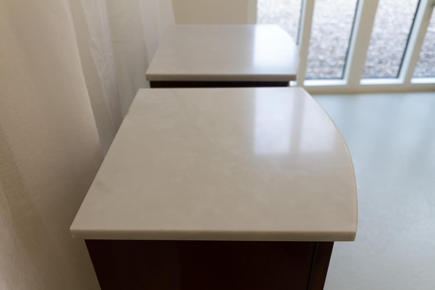 Antique Danish Bedside Tables with Marble Tops, 1900s. Set of 2. In Good Condition In Asaa, DK