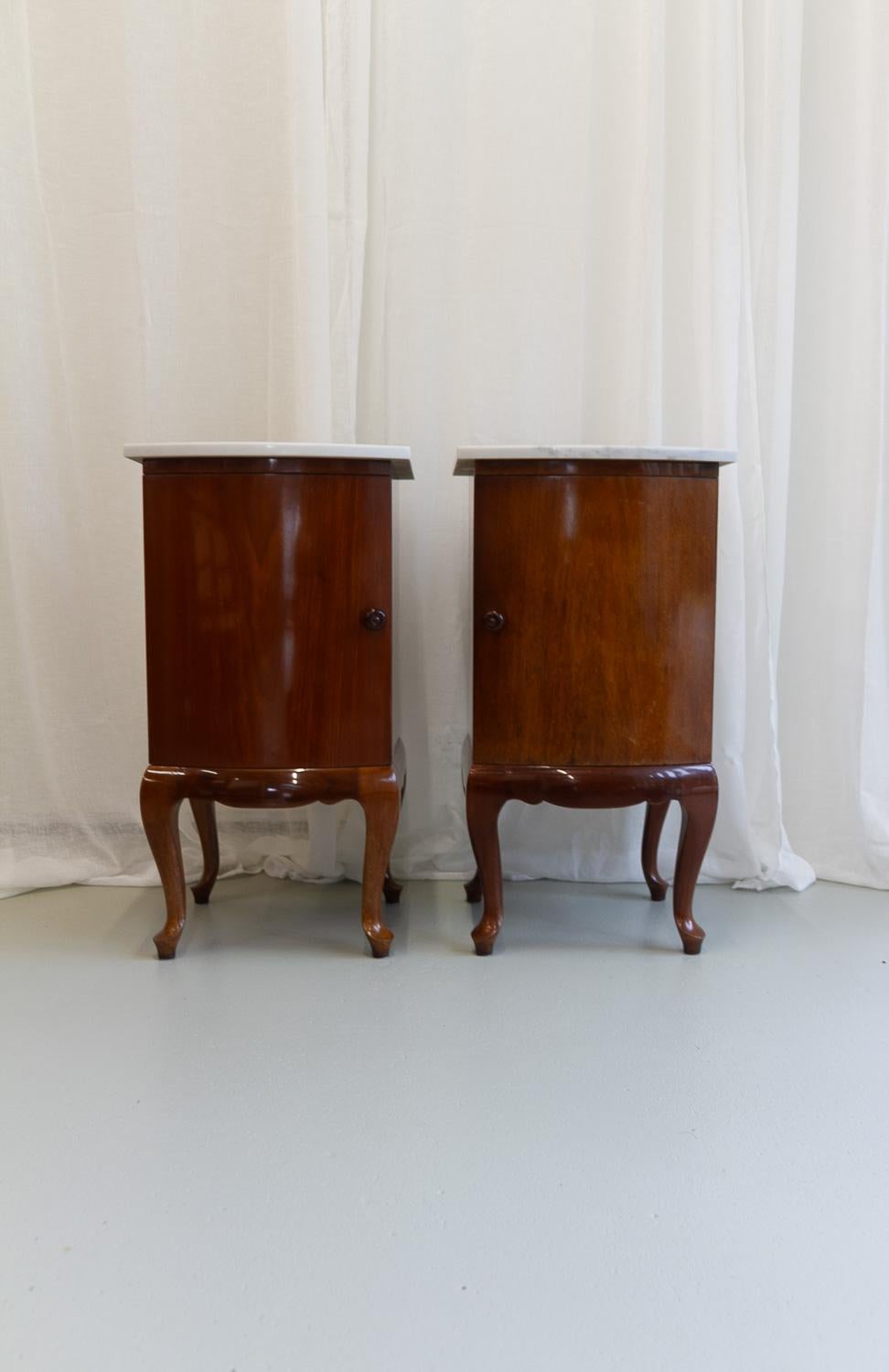 Antique Danish Bedside Tables with Marble Tops, 1900s. Set of 2. 1