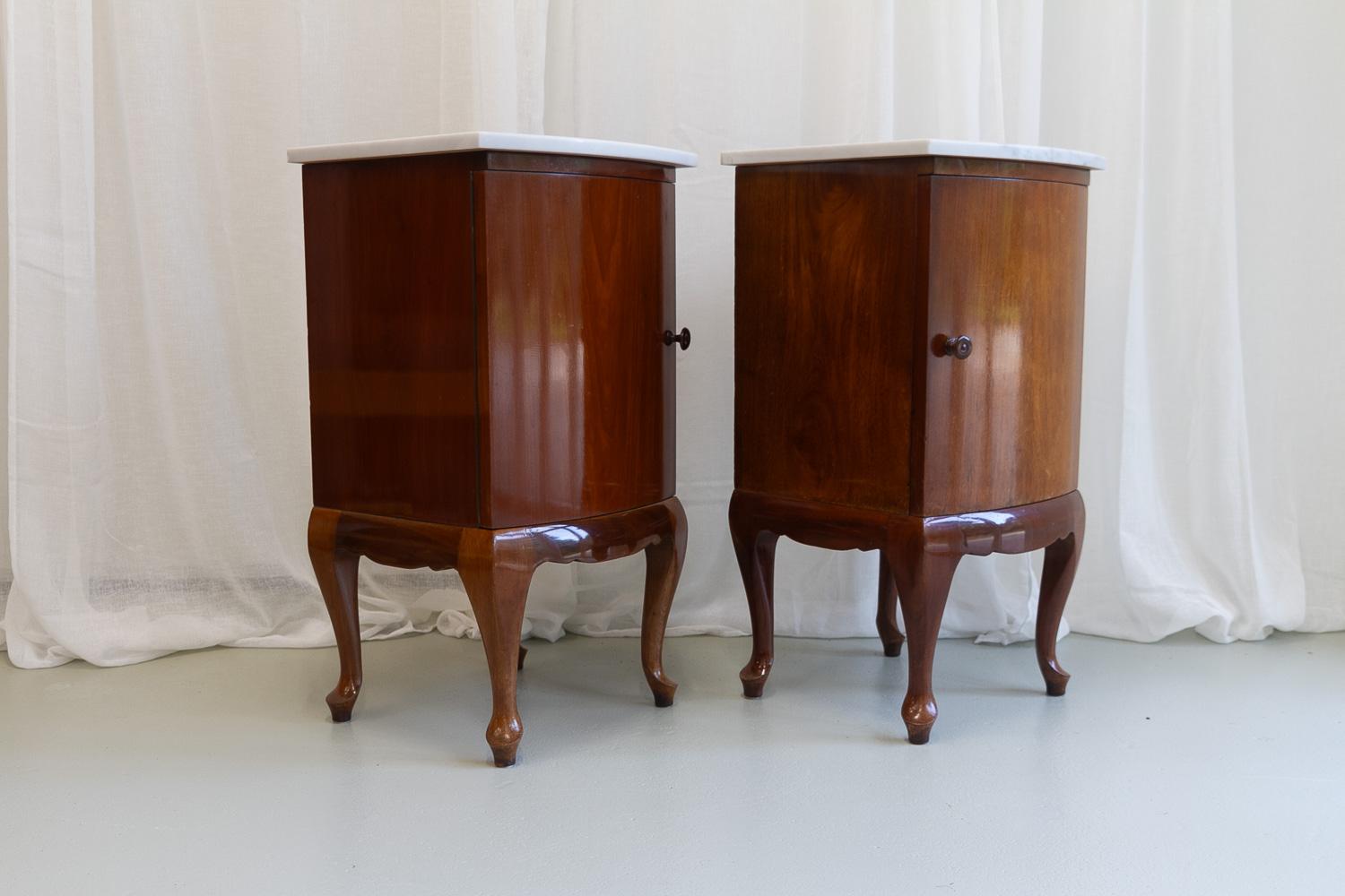 Antique Danish Bedside Tables with Marble Tops, 1900s. Set of 2. 2