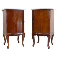 Antique Danish Bedside Tables with Marble Tops, 1900s. Set of 2.
