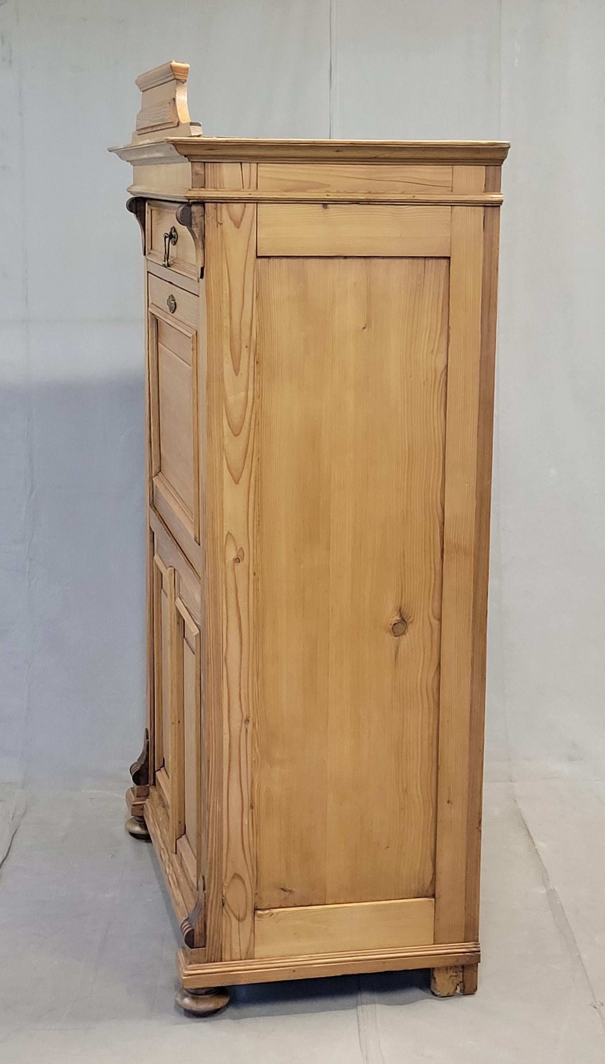 Antico scrittoio danese in pino Biedermeier con pelle blu in vendita 7