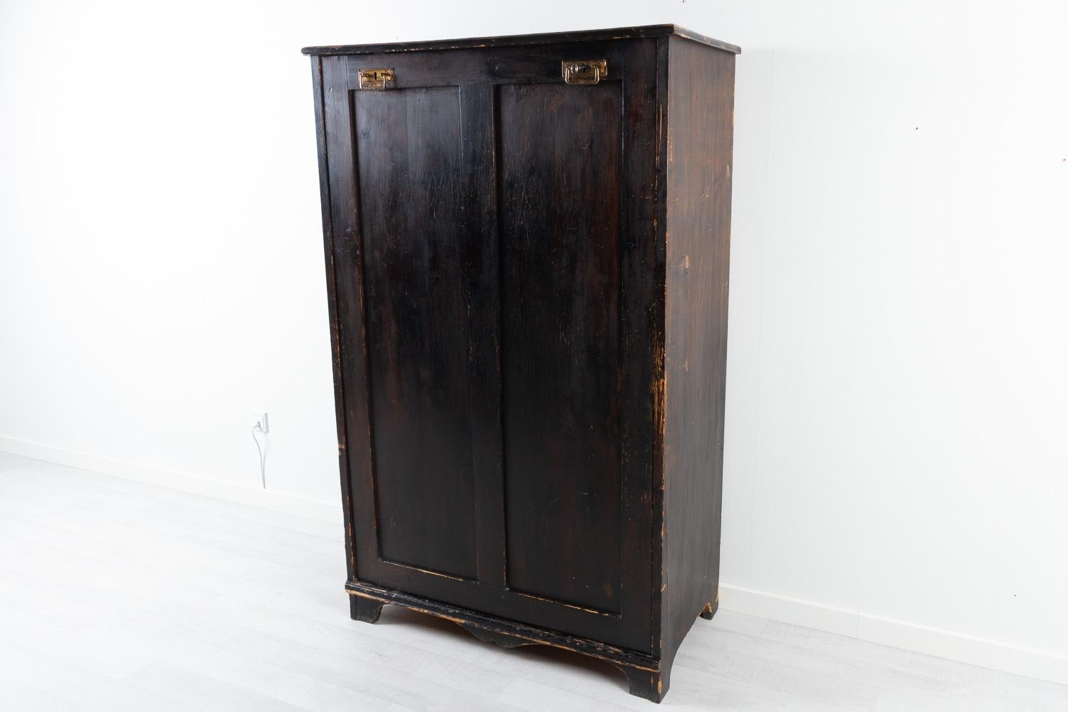 Antique Danish Black Closed Bookcase, ca. 1910. For Sale 9