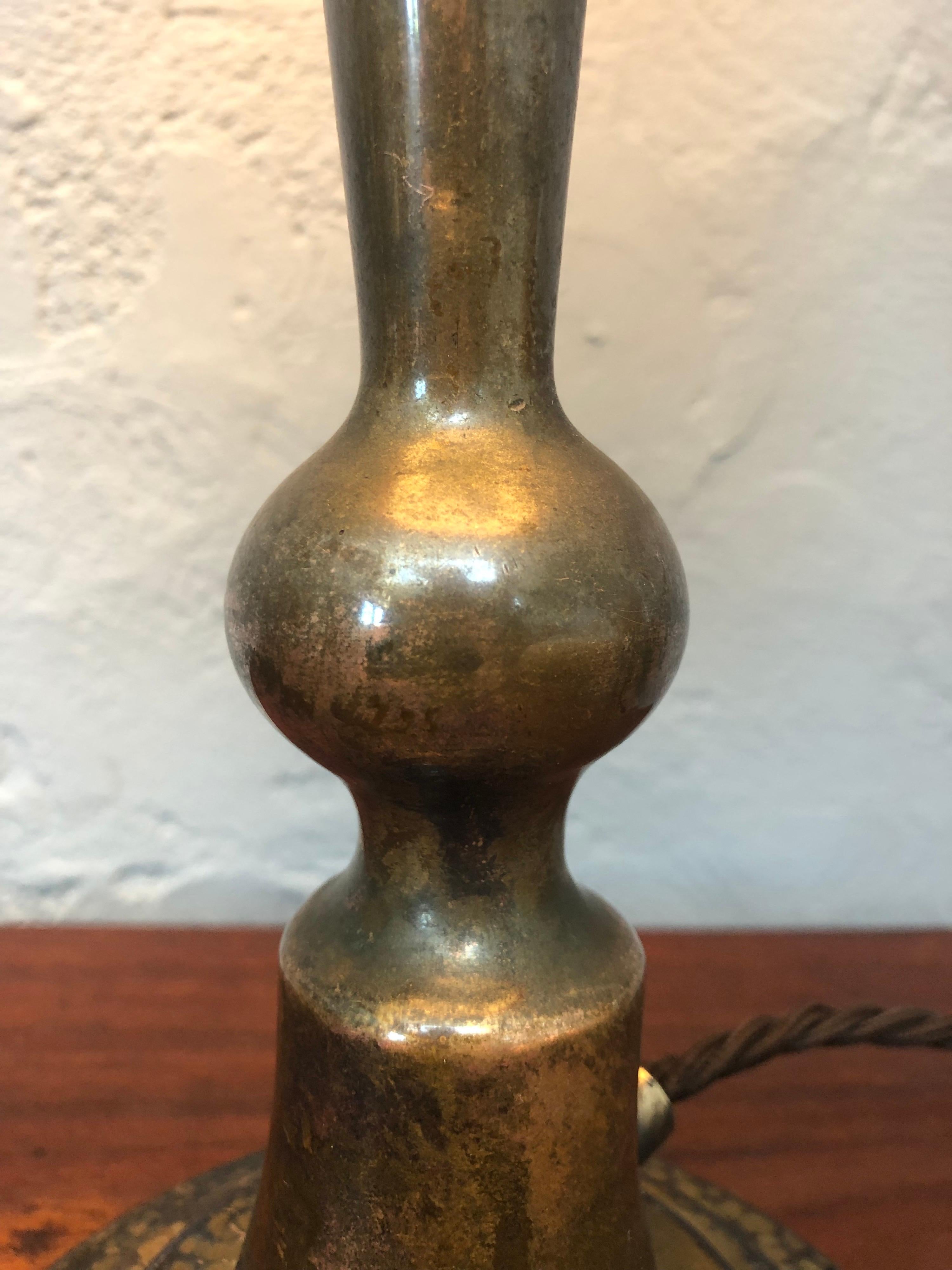 Early 20th Century Antique Danish Brass Art Deco Table Lamp For Sale