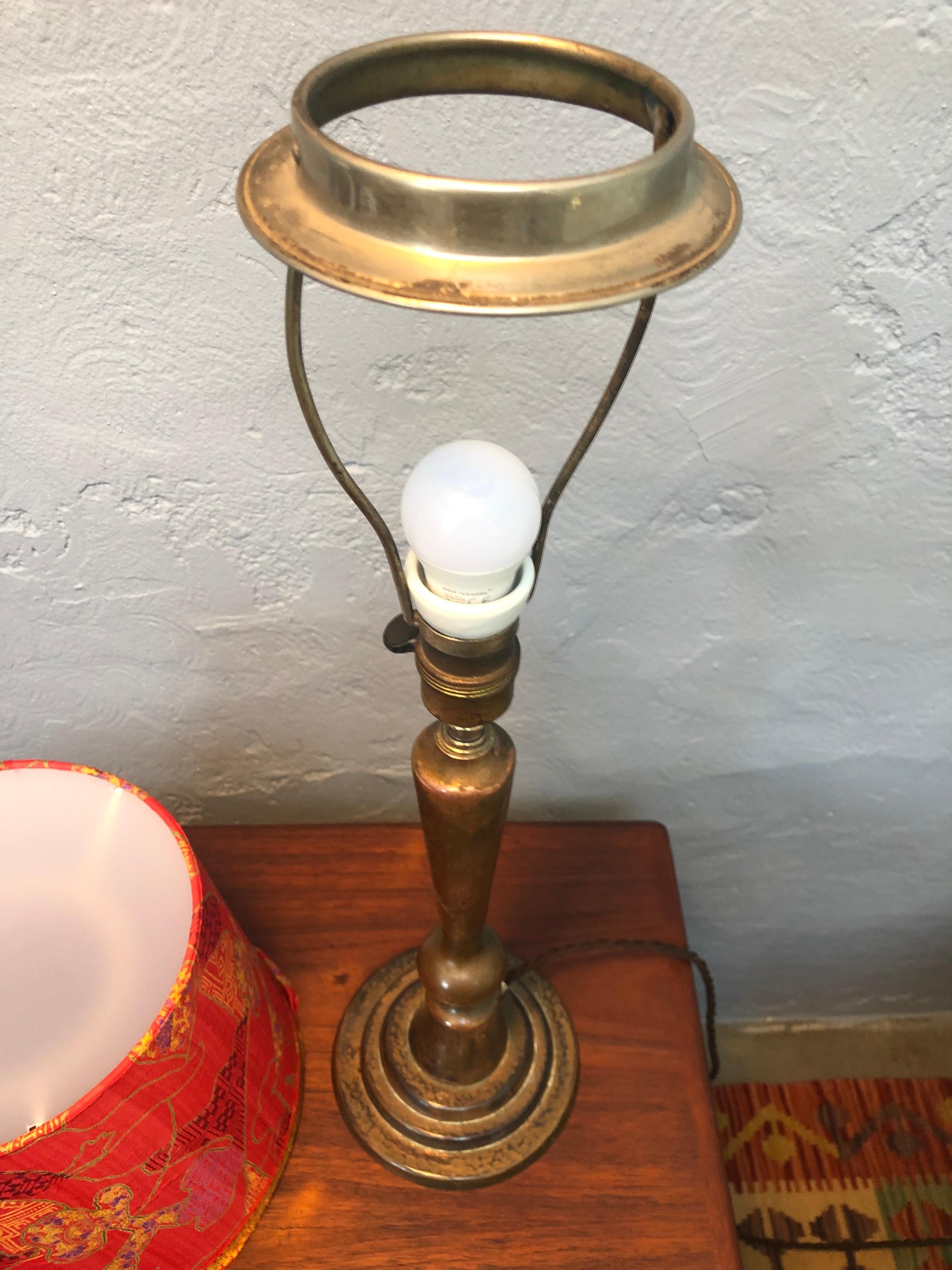 Antique Danish Brass Art Deco Table Lamp For Sale 2