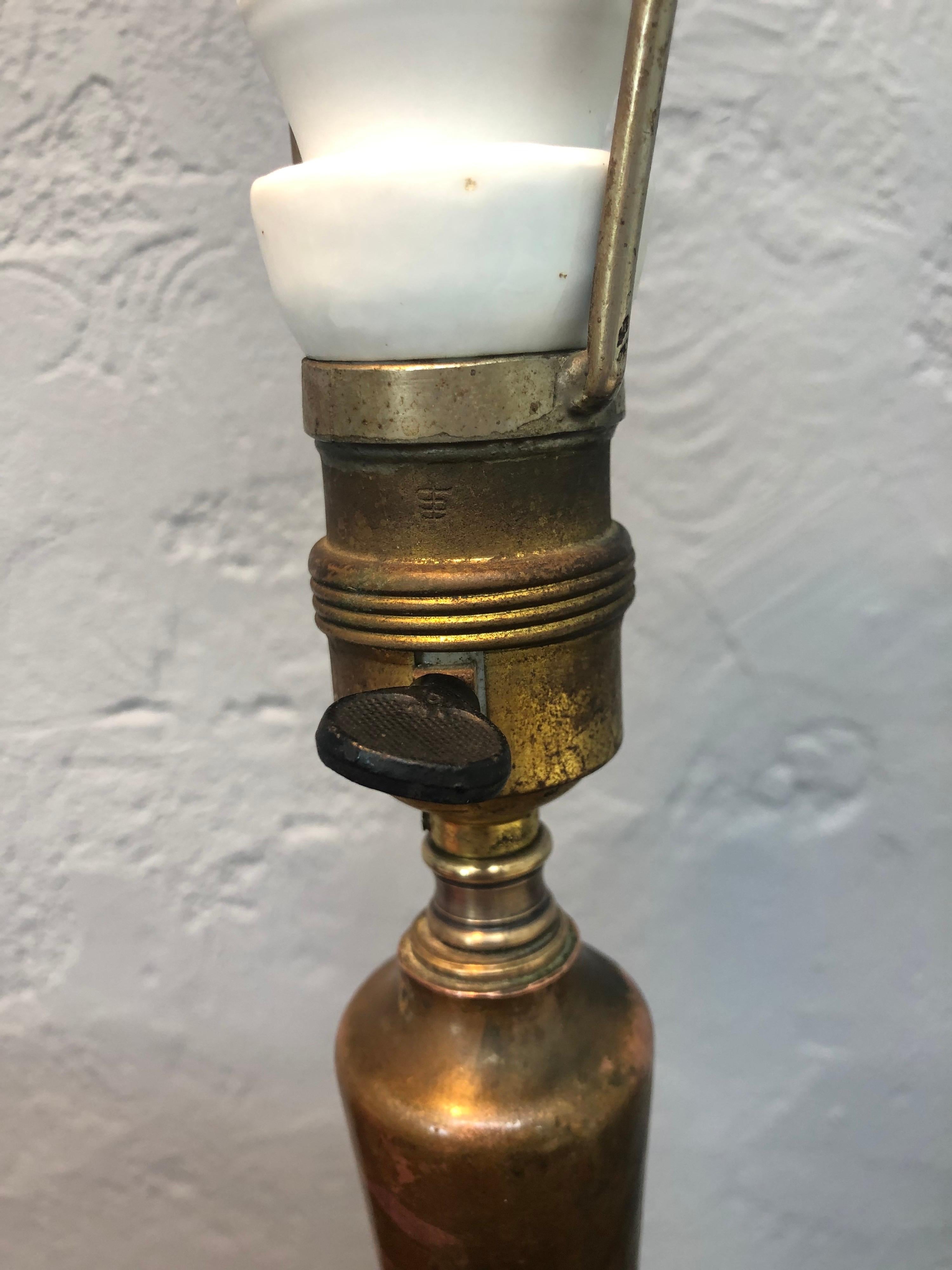 Antique Danish Brass Art Deco Table Lamp For Sale 4
