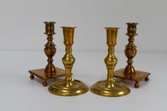Antique Danish Brass Candlesticks. Set of 4.
