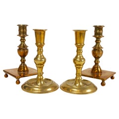 Antique Danish Brass Candlesticks. Set of 4.